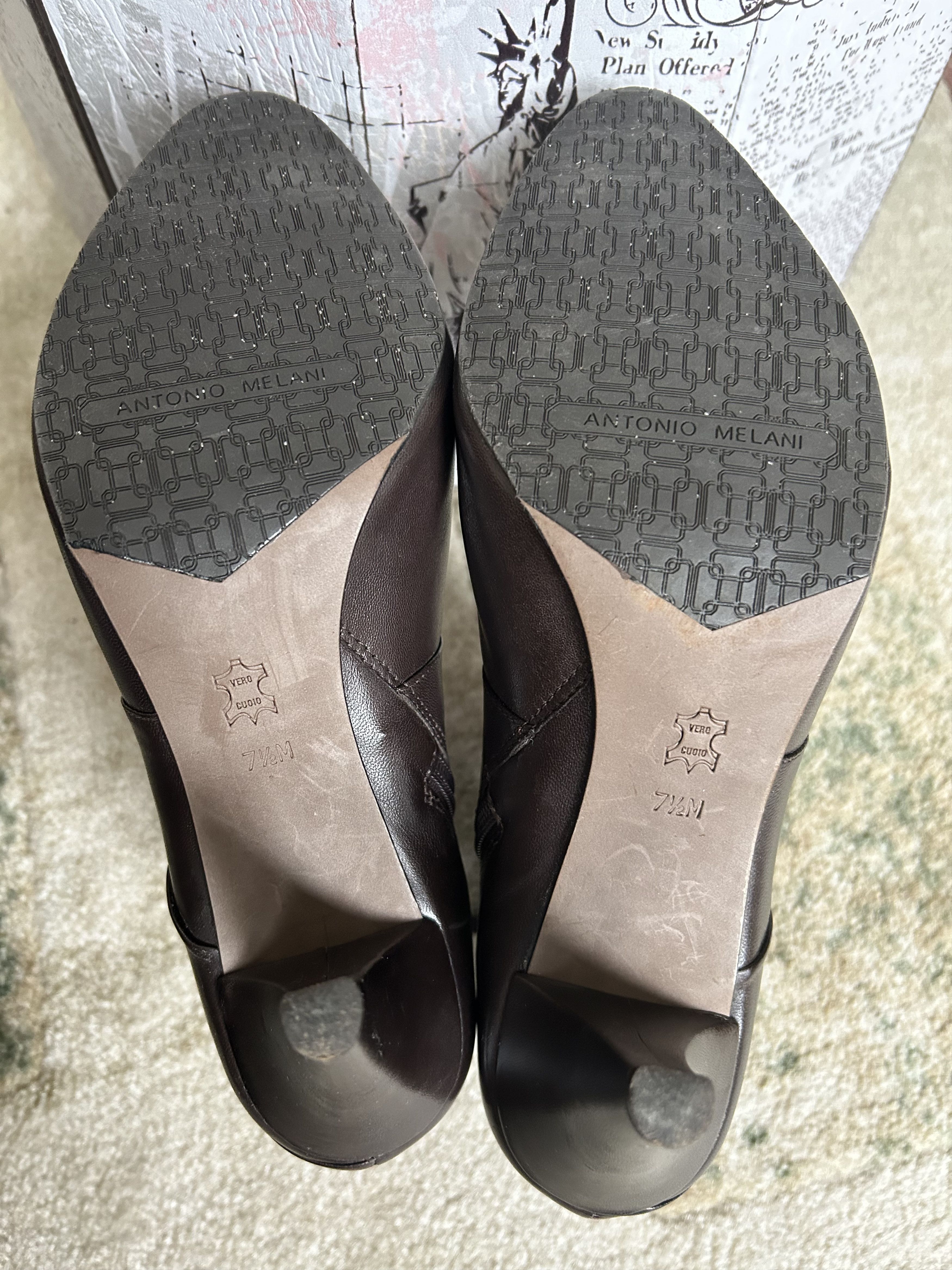 Other Antonio Melani Dark Brown Leather Ankle Booties 7.5 Heels Size US 7.5 / IT 37.5 - 5 Thumbnail