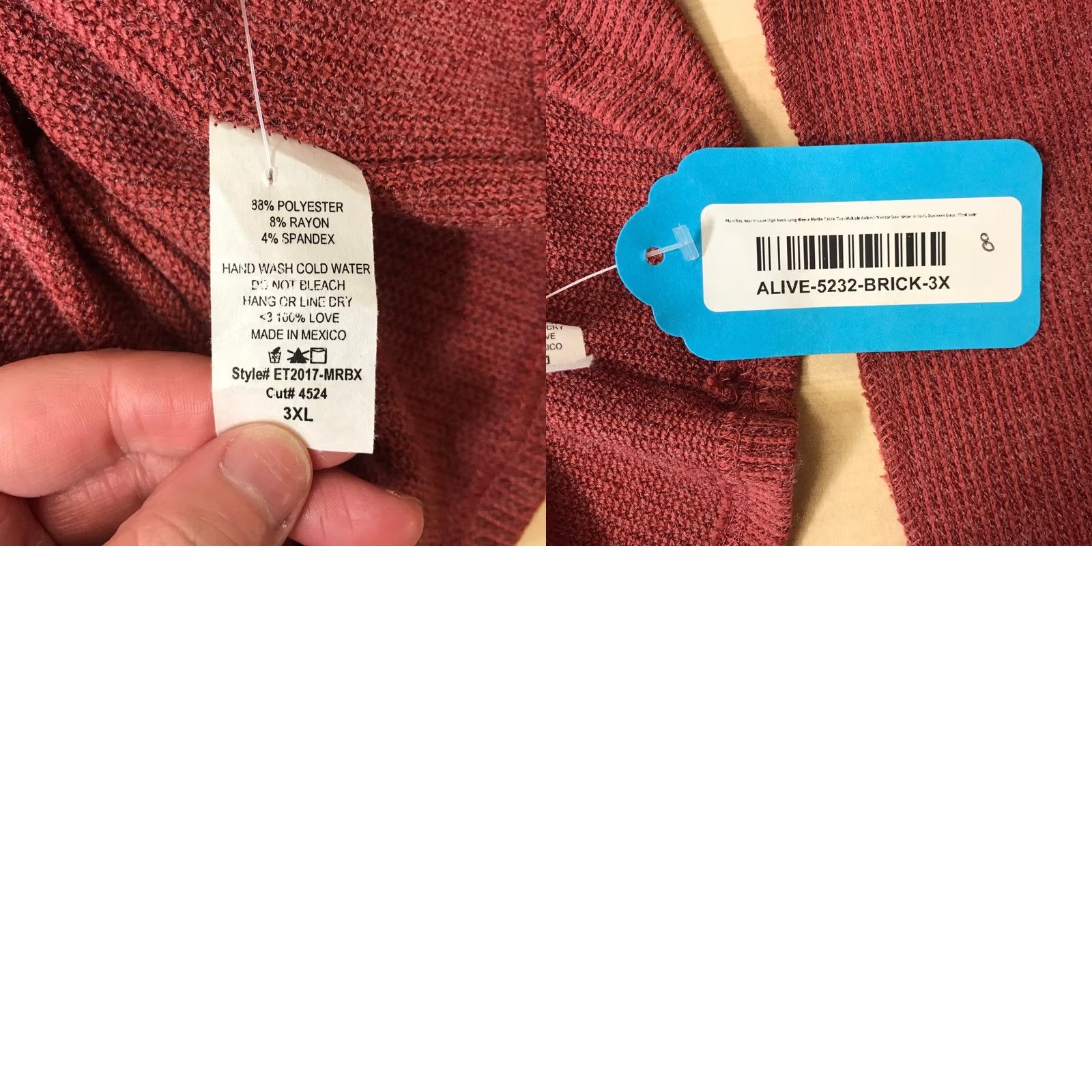 Vintage Output: Like Love Rust Red Ribbed Mock Neck Long Sleeve Tunic Top Plus Size 3X Size XXL / US 16-18 / IT 52-54 - 8 Thumbnail
