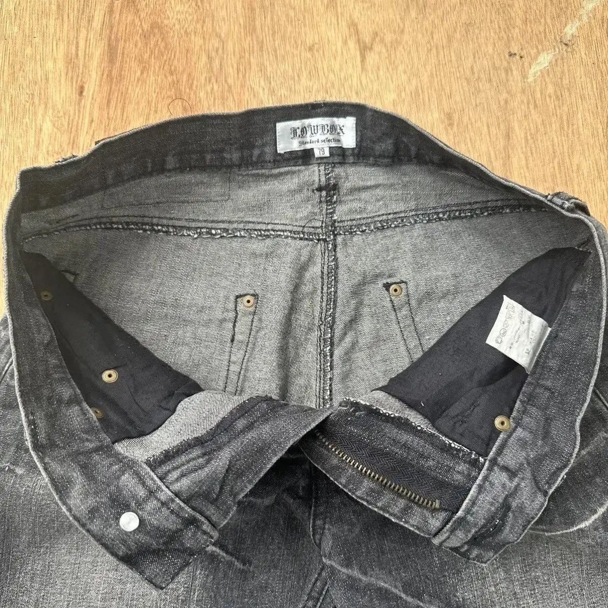 LOWBOX SICKS 🔥VINTAGE LOWBOX JEANS PUNK FLARE WASHED BLACK BONDAGE Size US 31 - 11 Thumbnail