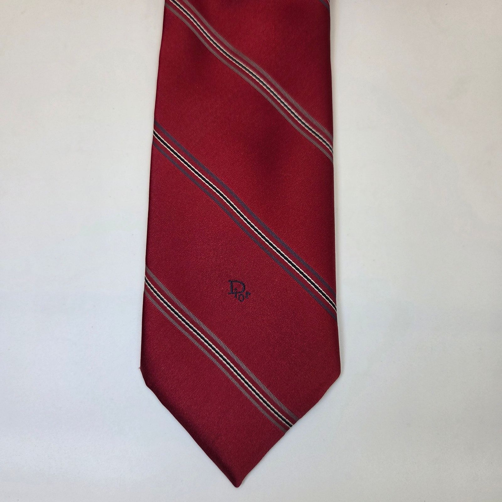Dior Vintage Christian Dior Red Striped Designer Tie USA Size ONE SIZE - 3 Thumbnail