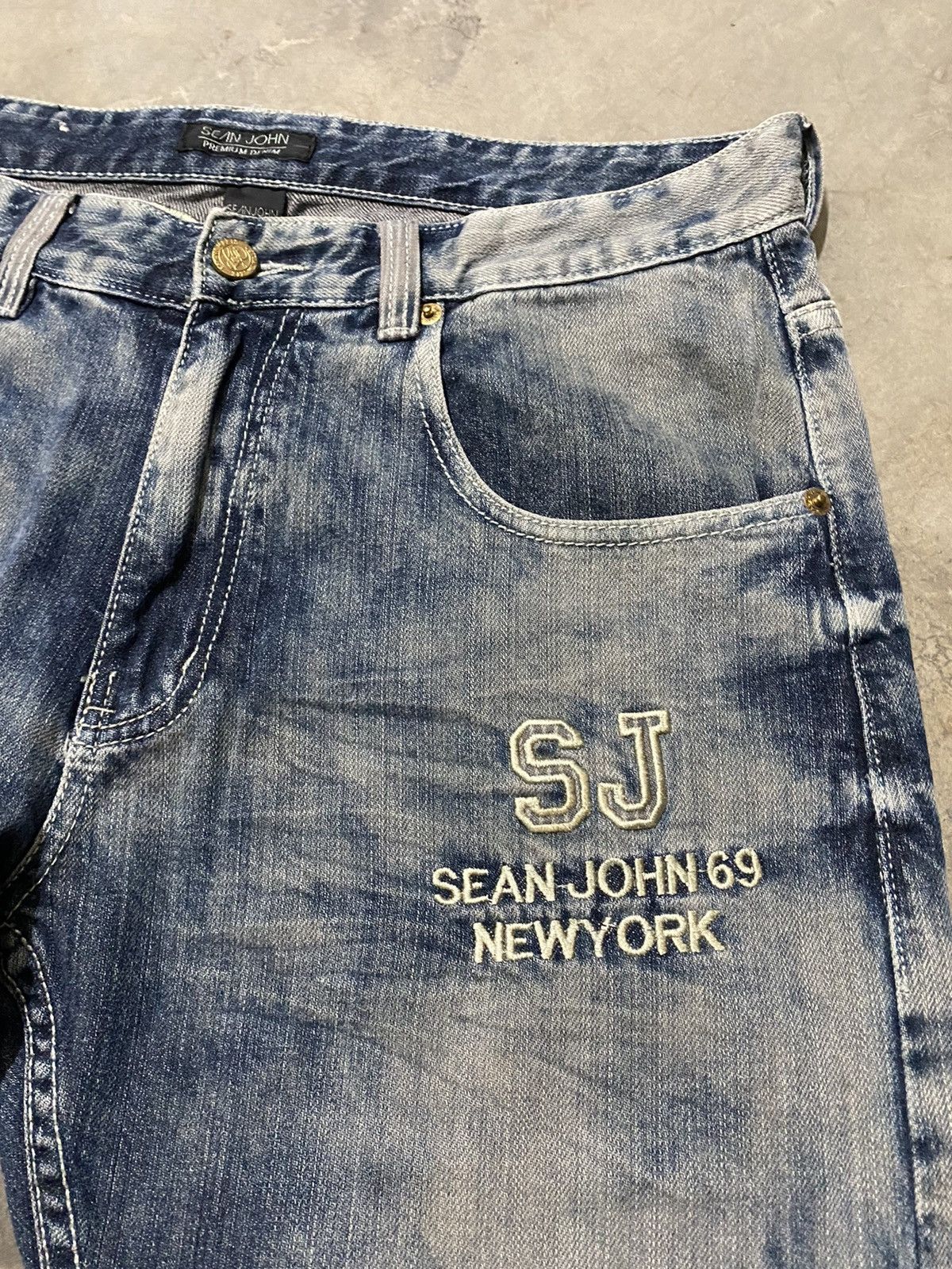 JNCO × Sean John Y2k Sean John Acid Wash Denim Baggy p108 Size US 35 - 8 Thumbnail