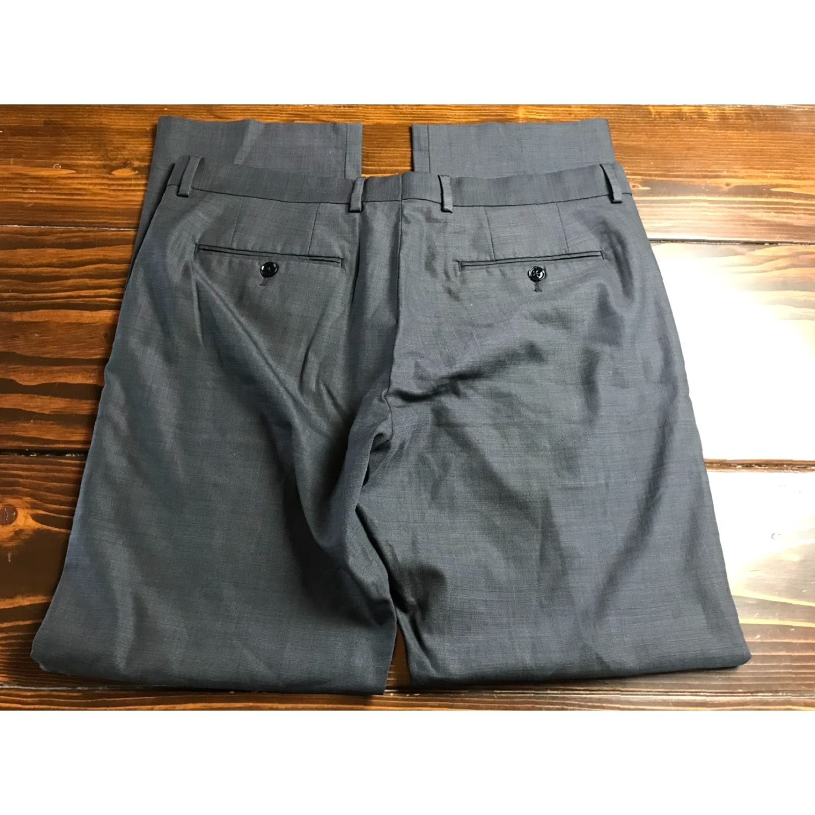 Express Express Pants Women's 34/32 Dark Gray Wool Blend Dress Pants Casual Straight Front Flat Front Regular Size 24" / US 00 / IT 34 - 2 Thumbnail