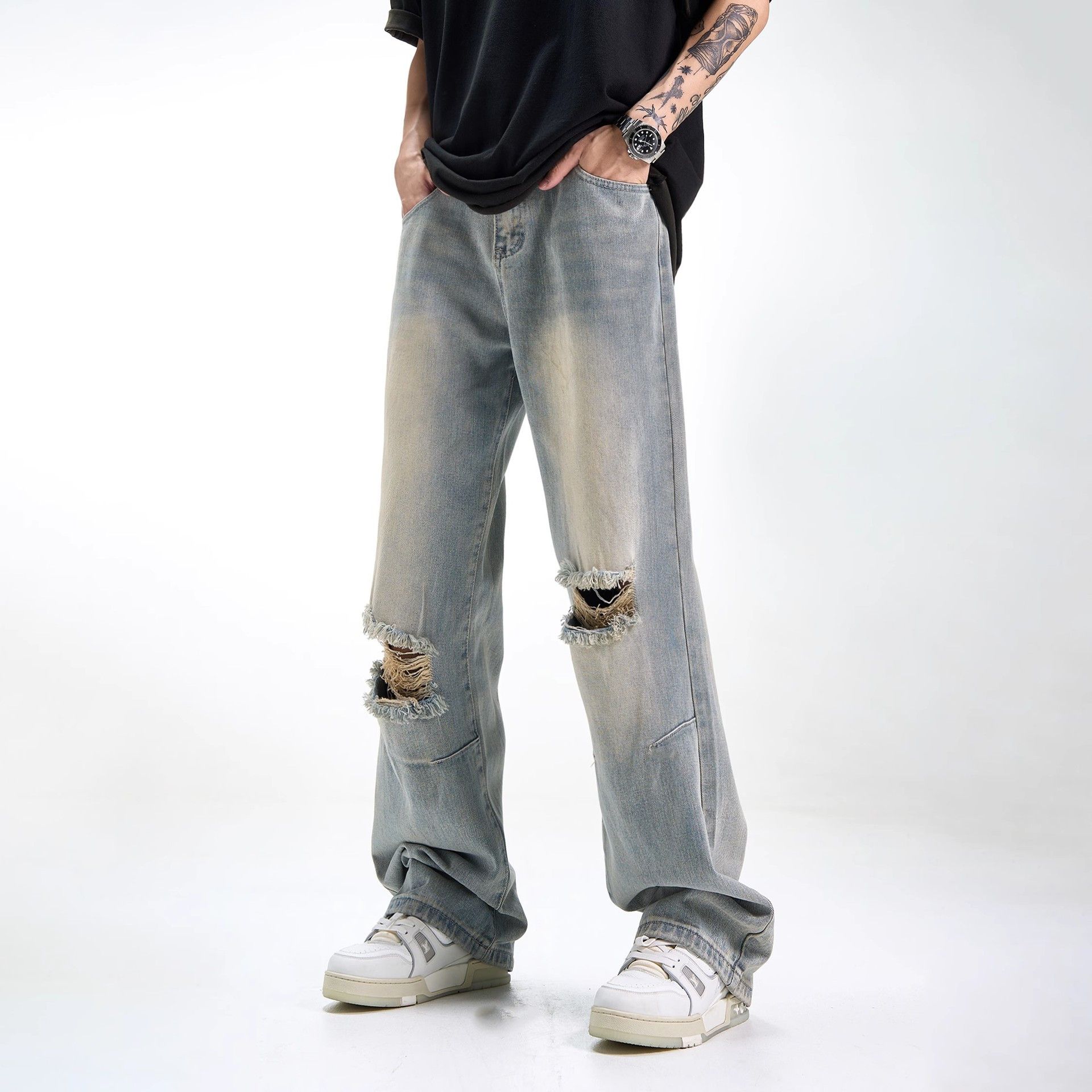 Japanese Brand American cleanfit washed distressed loose ripped jeans Size US 32 / EU 48 - 4 Thumbnail