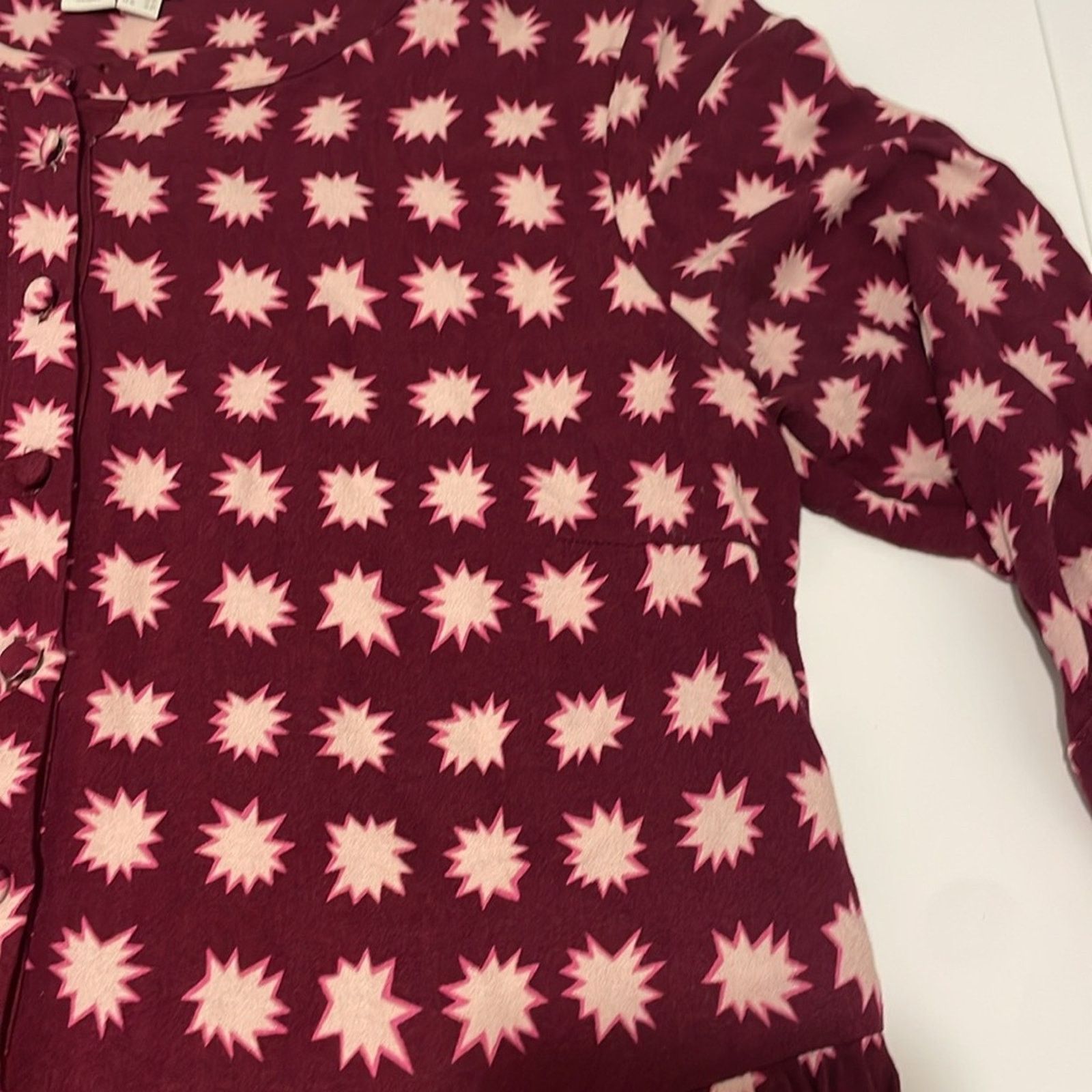Boden Boden Brand Relaxed Tiered Hem Dress Burgundy Starburst 2P Size XS / US 0-2 / IT 36-38 - 5 Thumbnail