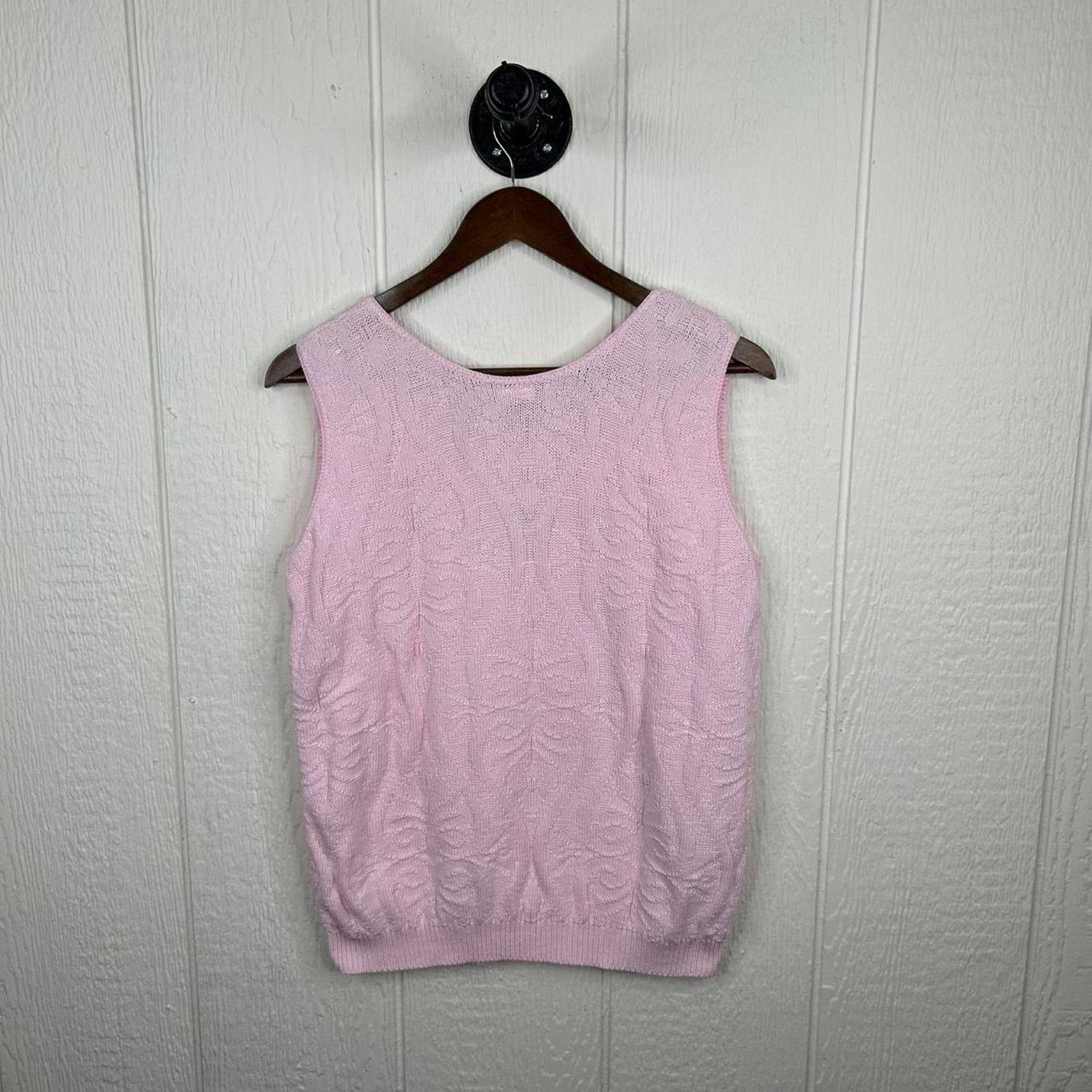 Other Vintage 80's Pink Knit Short Sleeve Sweater Large Size L / US 10 / IT 46 - 2 Thumbnail