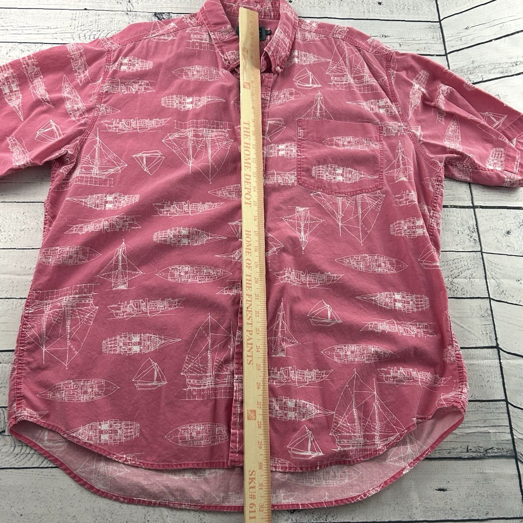 Vintage Vintage Woolrich Sailboat Print Short Sleeve Button Front Shirt Men's XL Pink Size US XL / EU 56 / 4 - 3 Thumbnail