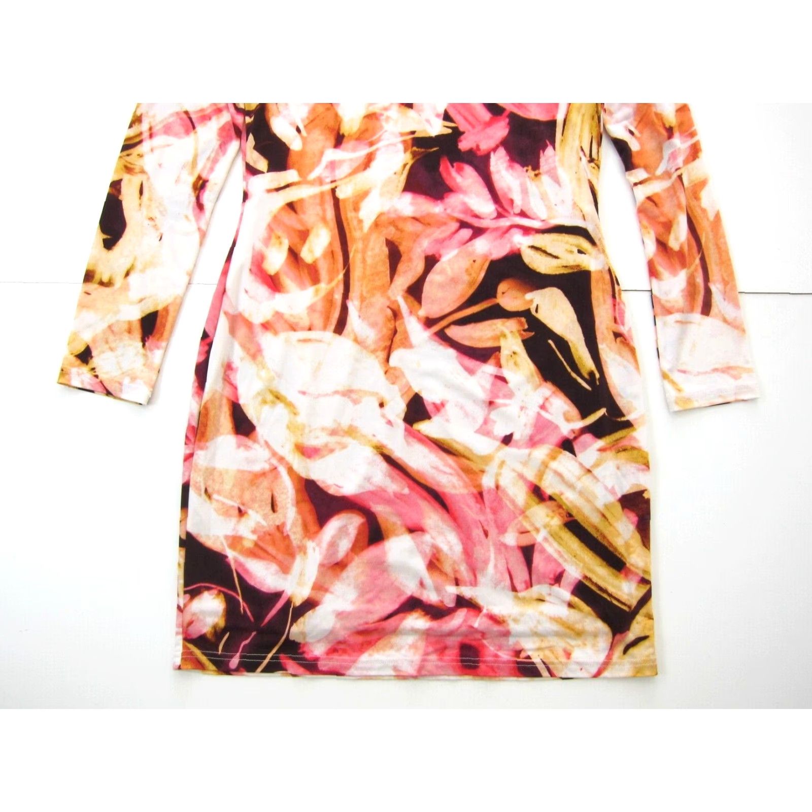 Pinko Jennifer Lopez Pink Floral Stretch Long Sleeve Low Back Sheath Dress L Size L / US 10 / IT 46 - 7 Thumbnail