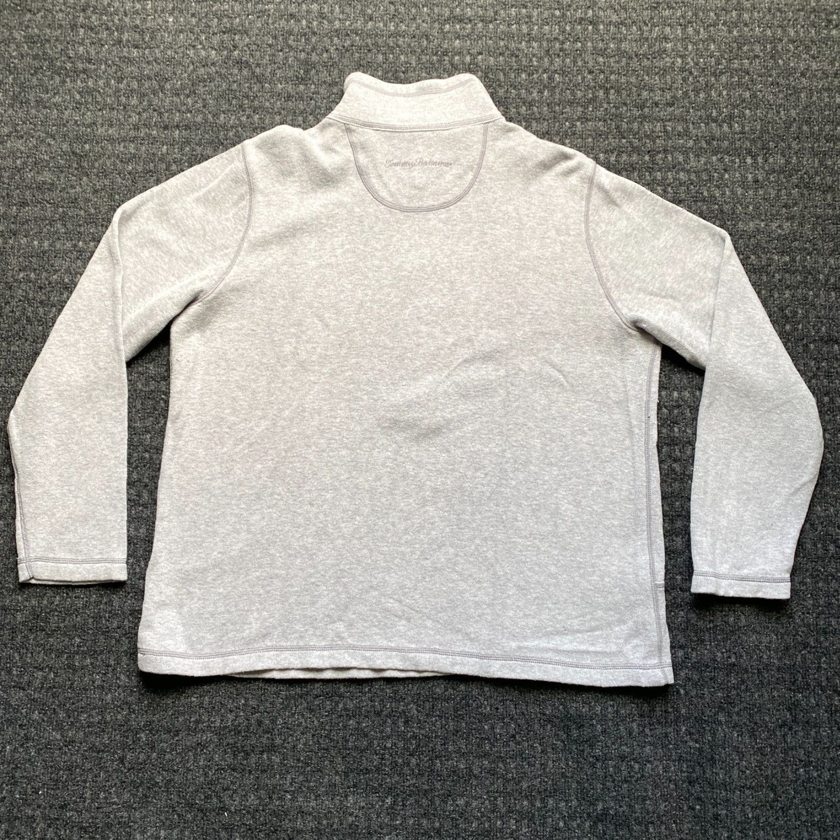 Tommy Bahama Tommy Bahama Mens Pullover Sweater 1/4 Zip Gray XL Long Sleeve Mock Neck Embroidered Logo Zipper Casual Knit Cotton Shirt Size US XL / EU 56 / 4 - 4 Thumbnail