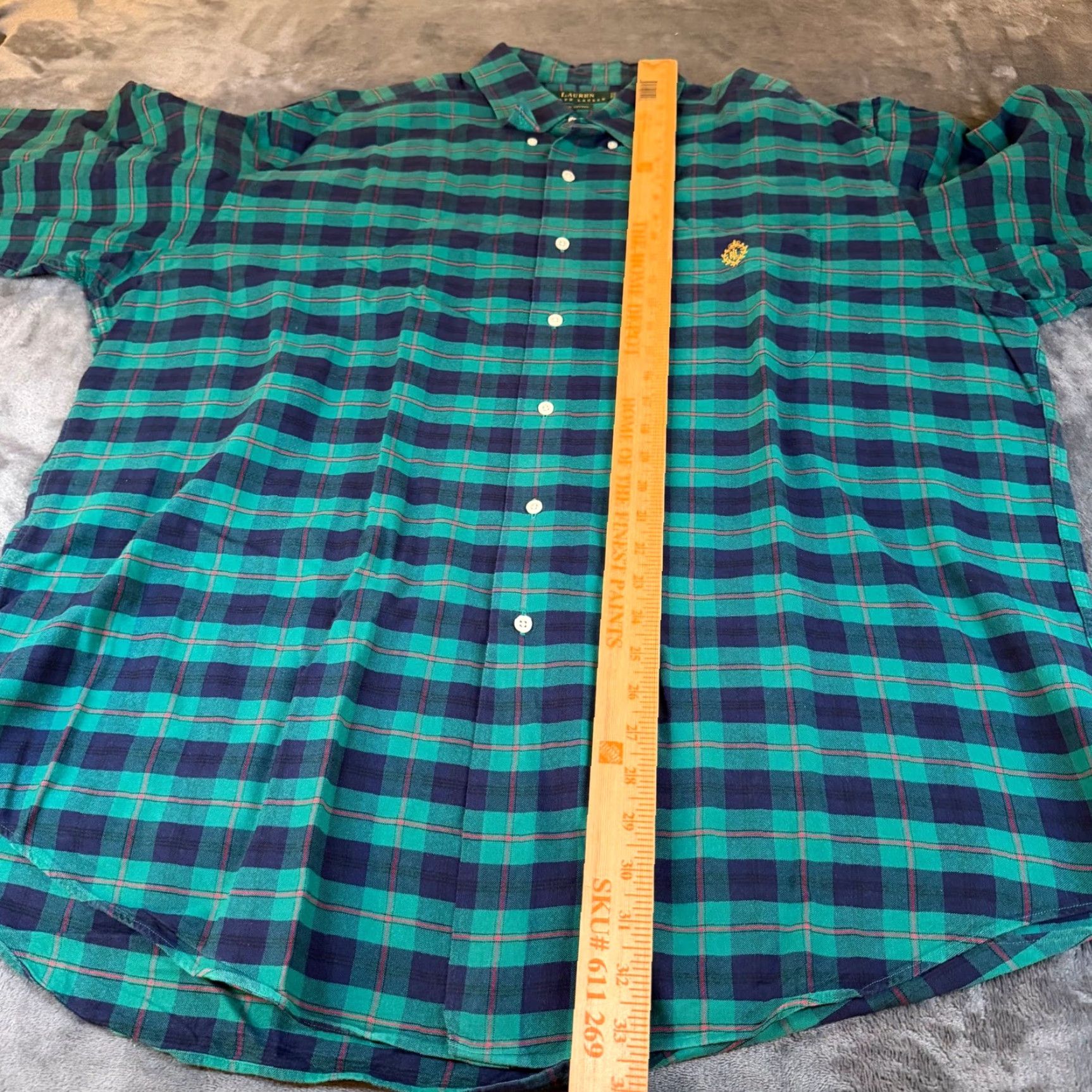 Ralph Lauren VINTAGE Lauren Ralph Lauren Plaid Shirt Men XL Long Sleeve Button-Up Green Navy Shirt Button-Down Col Size US XL / EU 56 / 4 - 7 Thumbnail