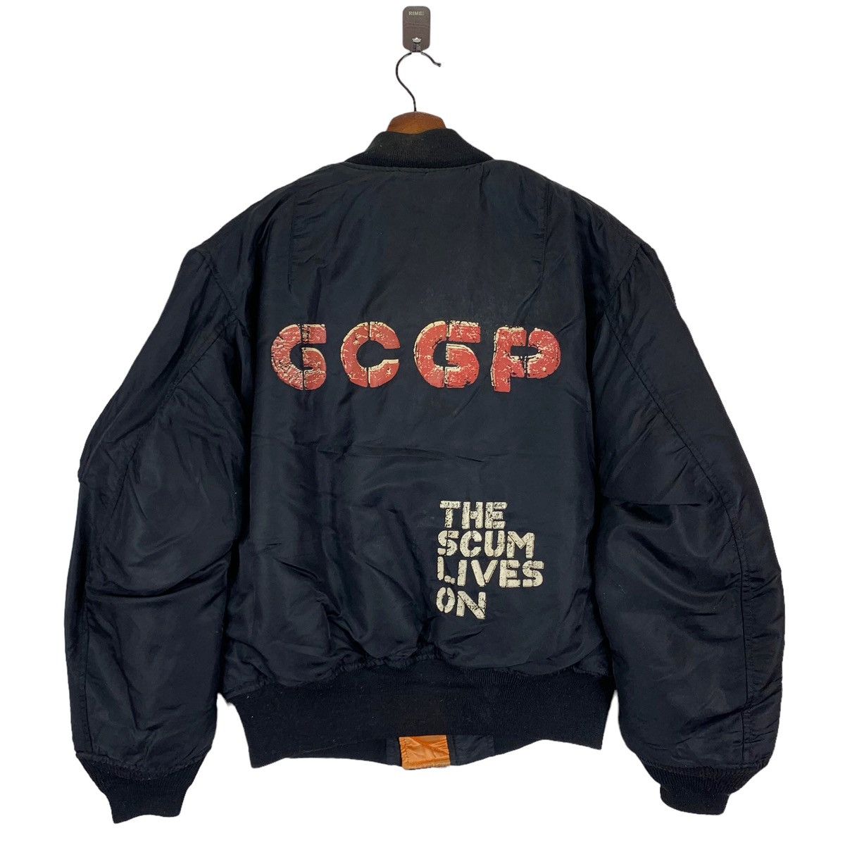 Hiroshi Fujiwara VINTAGE 90s THE SCUM LIVES ON ROCK BAND BOMBER ZIPPER JACKET Size US L / EU 52-54 / 3 - 6 Thumbnail