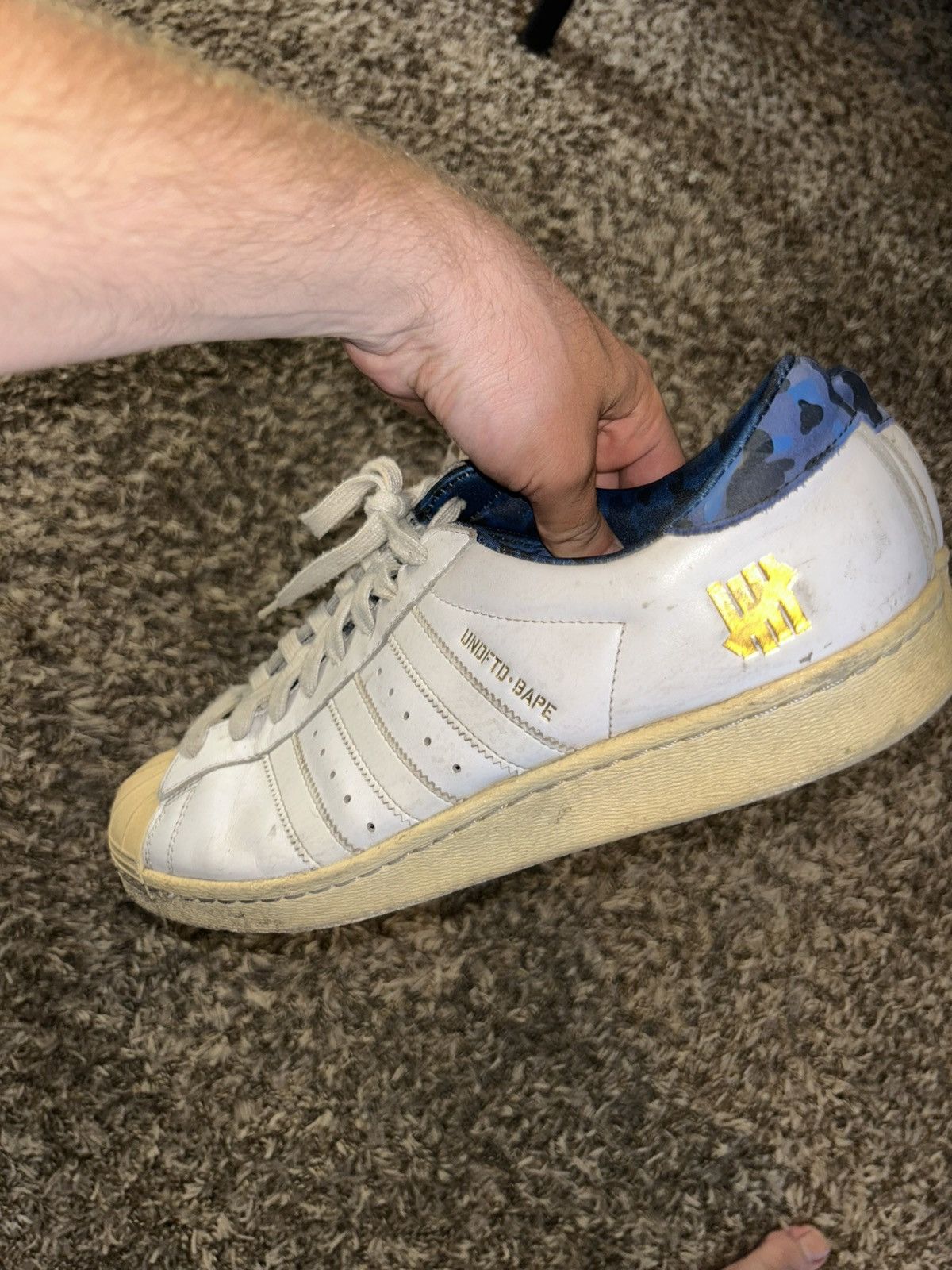 Adidas × Bape × Undefeated Adidas x babe x undftd rare superstar blue/white 11.5 Size US 11.5 / EU 44-45 - 7 Thumbnail