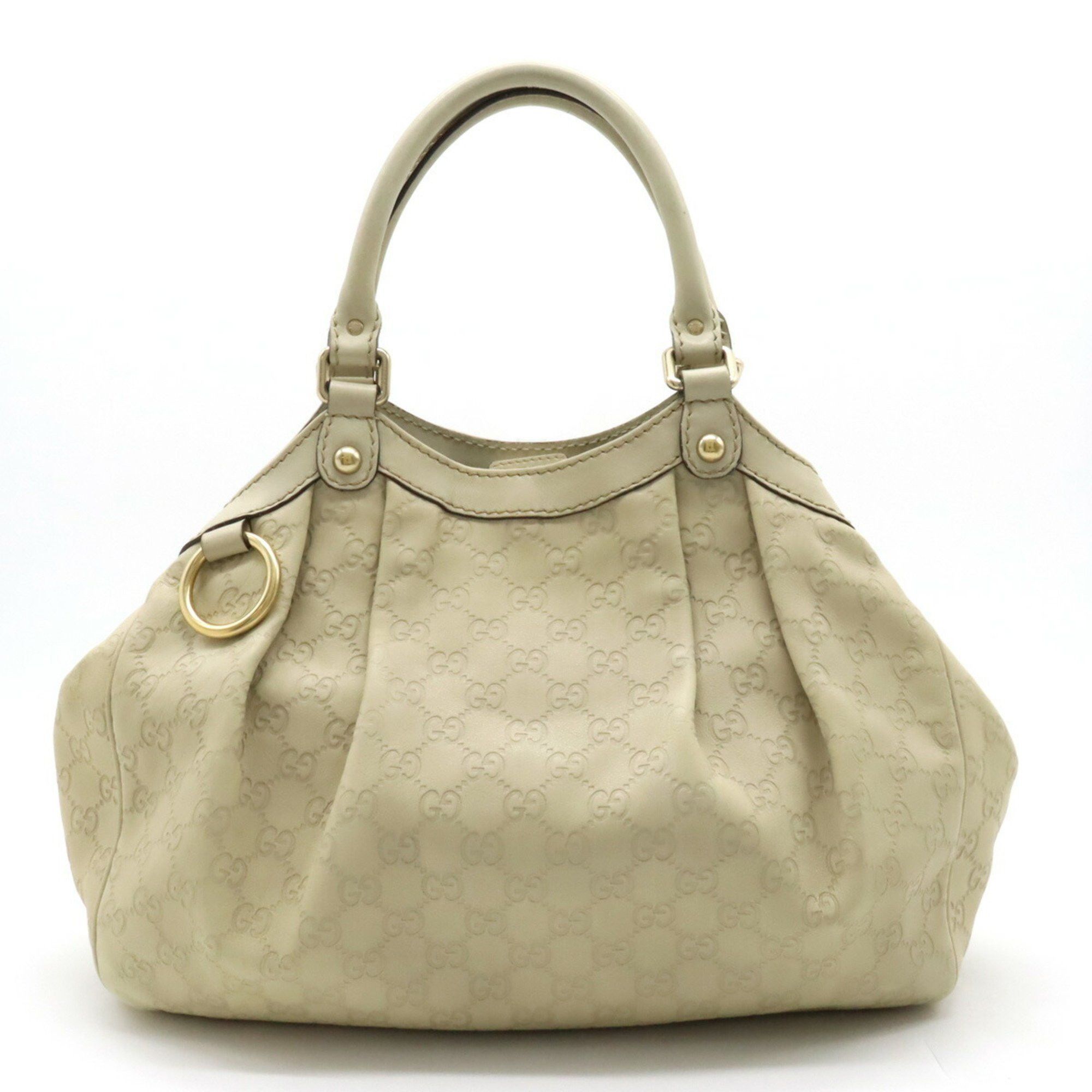 image of Gucci Guccissima Tote Bag Handbag Shoulder Leather Ivory White 211944, Women's