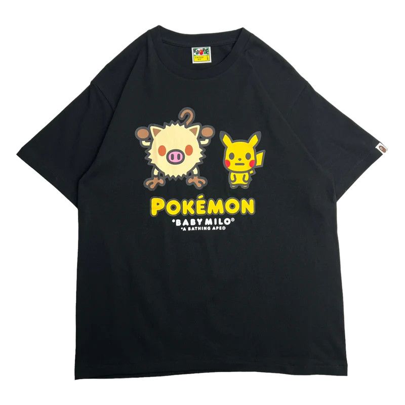 image of Bape Baby Milo Pokemon Shirt - Black Graphic Shirt, Men's (Size XL)