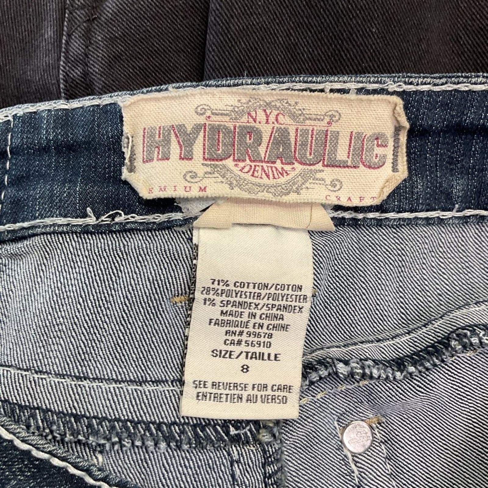 Vintage Hydraulic Denim Y2K Embroidered Bootcut Jeans Size 32" / US 10 / IT 46 - 3 Thumbnail