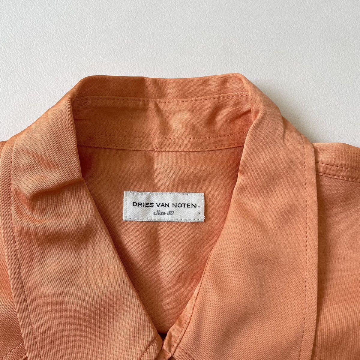 Dries Van Noten Salmon Peach Satin Western Shirt Size US M / EU 48-50 / 2 - 3 Thumbnail