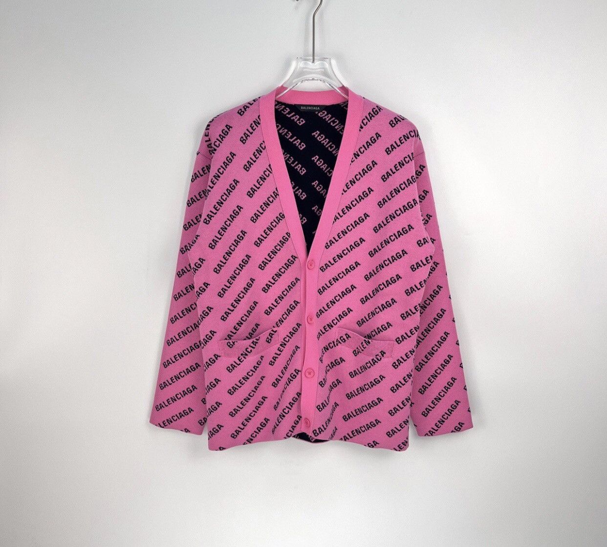 Balenciaga Balenciaga Pink Full Classic LogoKnitted Cardigan shirt Size US S / EU 44-46 / 1 - 3 Thumbnail