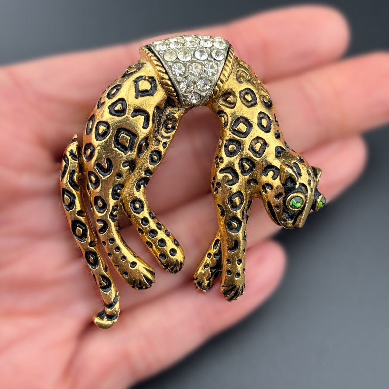 Other Florenza Gold Tone Leopard Cat Rhinestone Brooch 2.25" Size ONE SIZE - 2 Thumbnail
