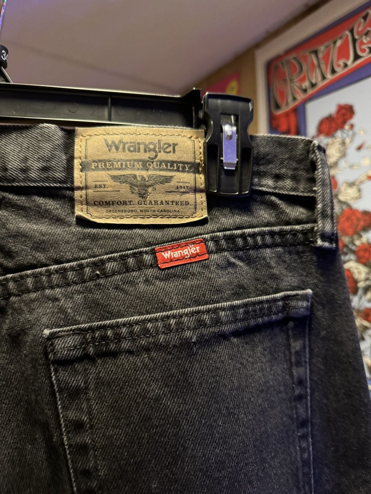 Vintage Vintage Wrangler Black Denim Relaxed Fit Size US 32 / EU 48 - 3 Thumbnail