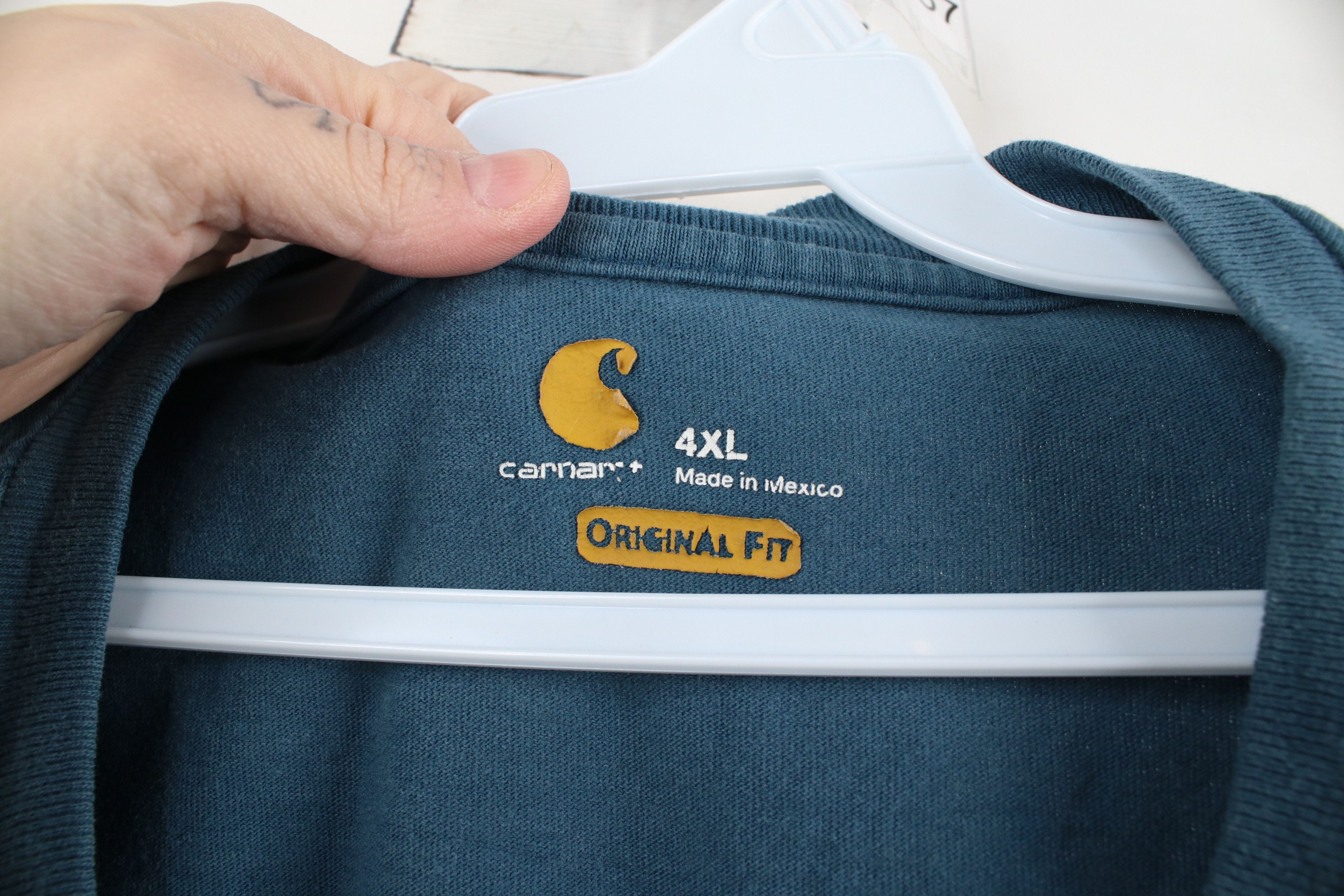 Carhartt × Vintage Vintage Y2K Carhartt Box Logo Henley T-Shirt Blue Cotton Size US XXL / EU 58 / 5 - 8 Thumbnail