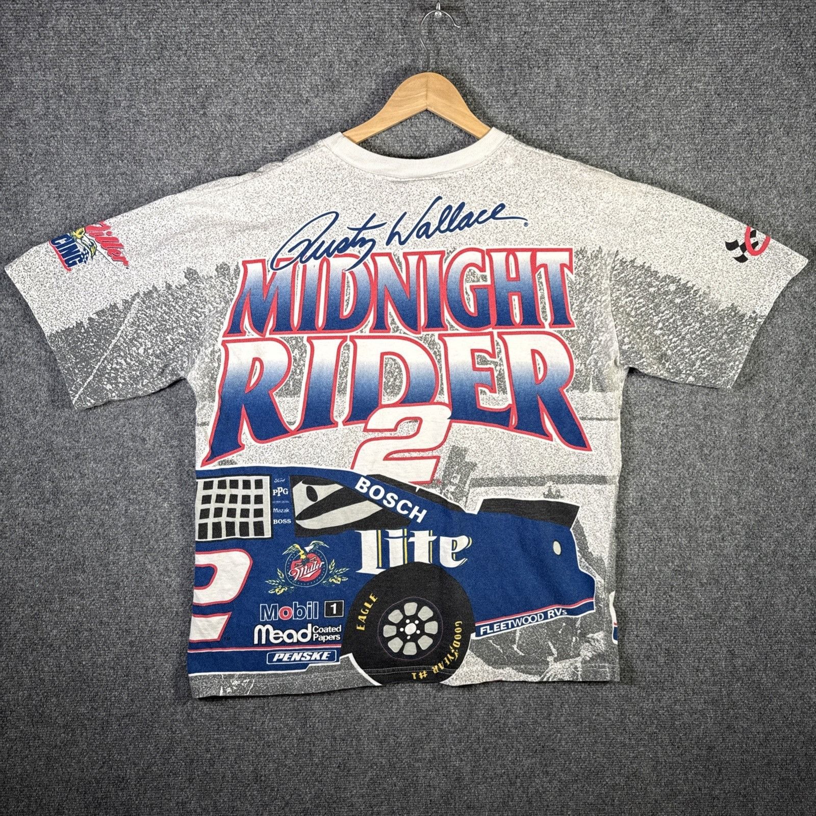 NASCAR Vintage NASCAR Shirt Mens XL White 90s Rusty Wallace Racing Size US XL / EU 56 / 4 - 6 Thumbnail