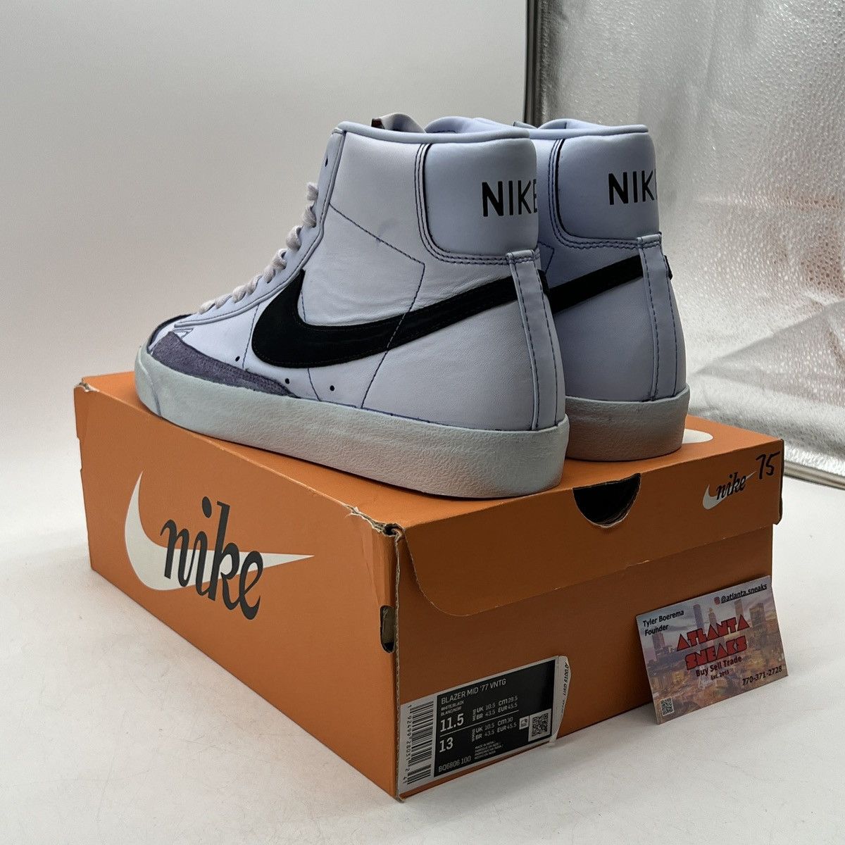 Nike Blazer mid 77 vintage white black Size US 11.5 / EU 44-45 - 4 Thumbnail