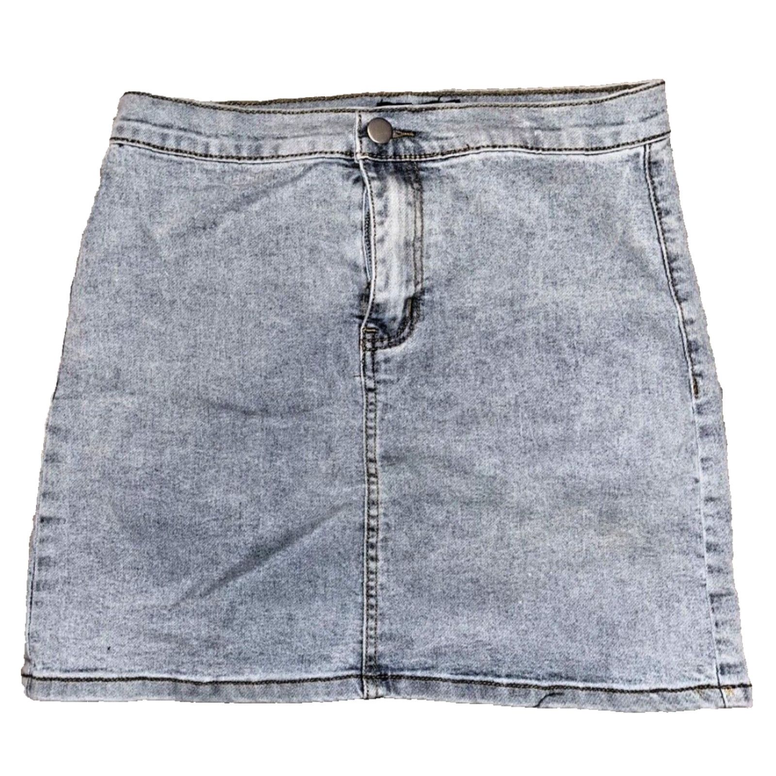 PrettyLittleThing VINTAGE PRETTYLITTLETHING Denim Skirt Mini 10 Blue Short Zip Machine Washable Womens Size 32" / US 10 / IT 46 - 7 Thumbnail