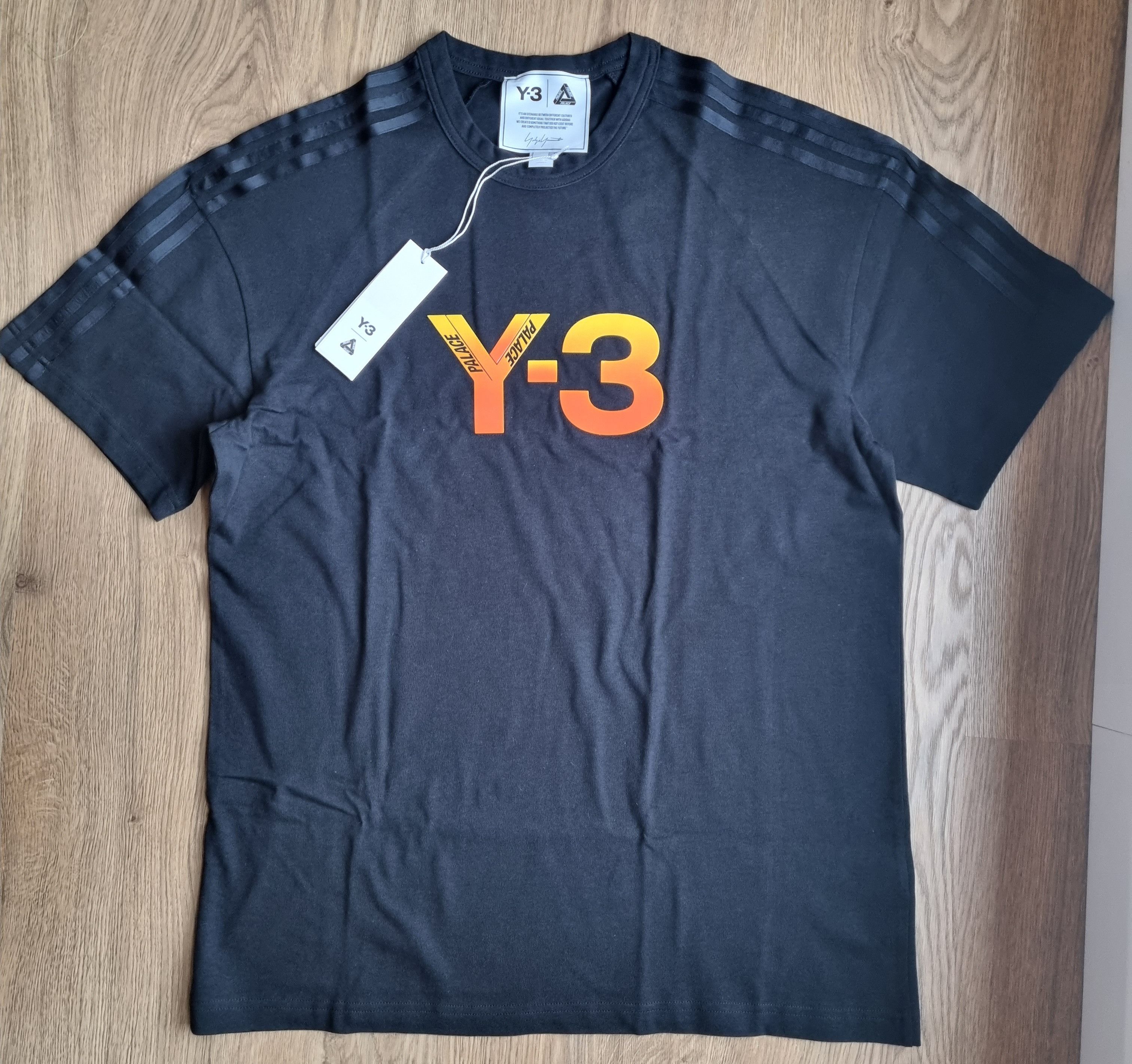 image of Adidas x Palace Y-3 Logo T-Shirt in Black Yellow Orange, Men's (Size Large)