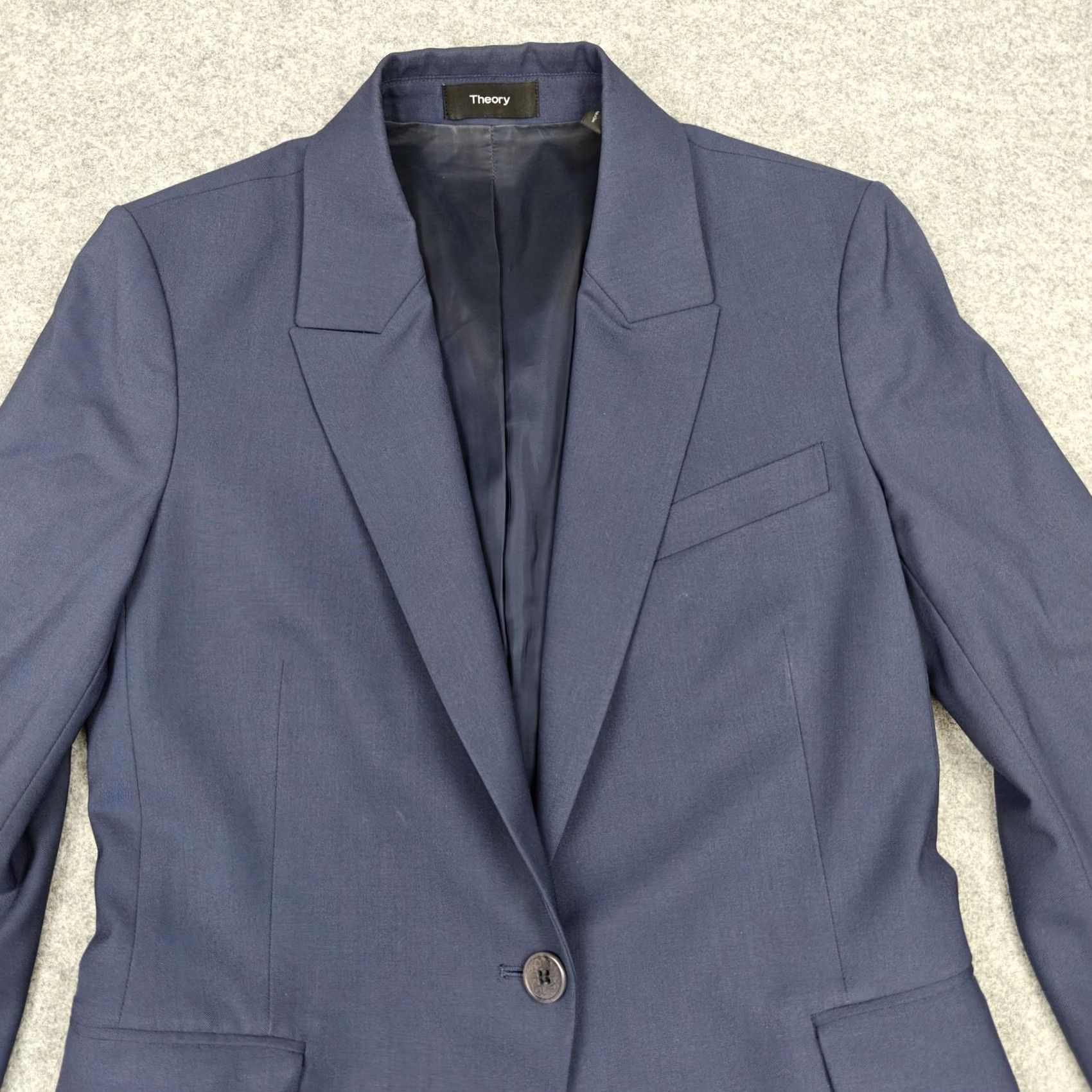 Theory Theory Blazer Womens 2 Blue Etiennette B Wool One Button Lined Jacket Workwear Size XS / US 0-2 / IT 36-38 - 2 Thumbnail
