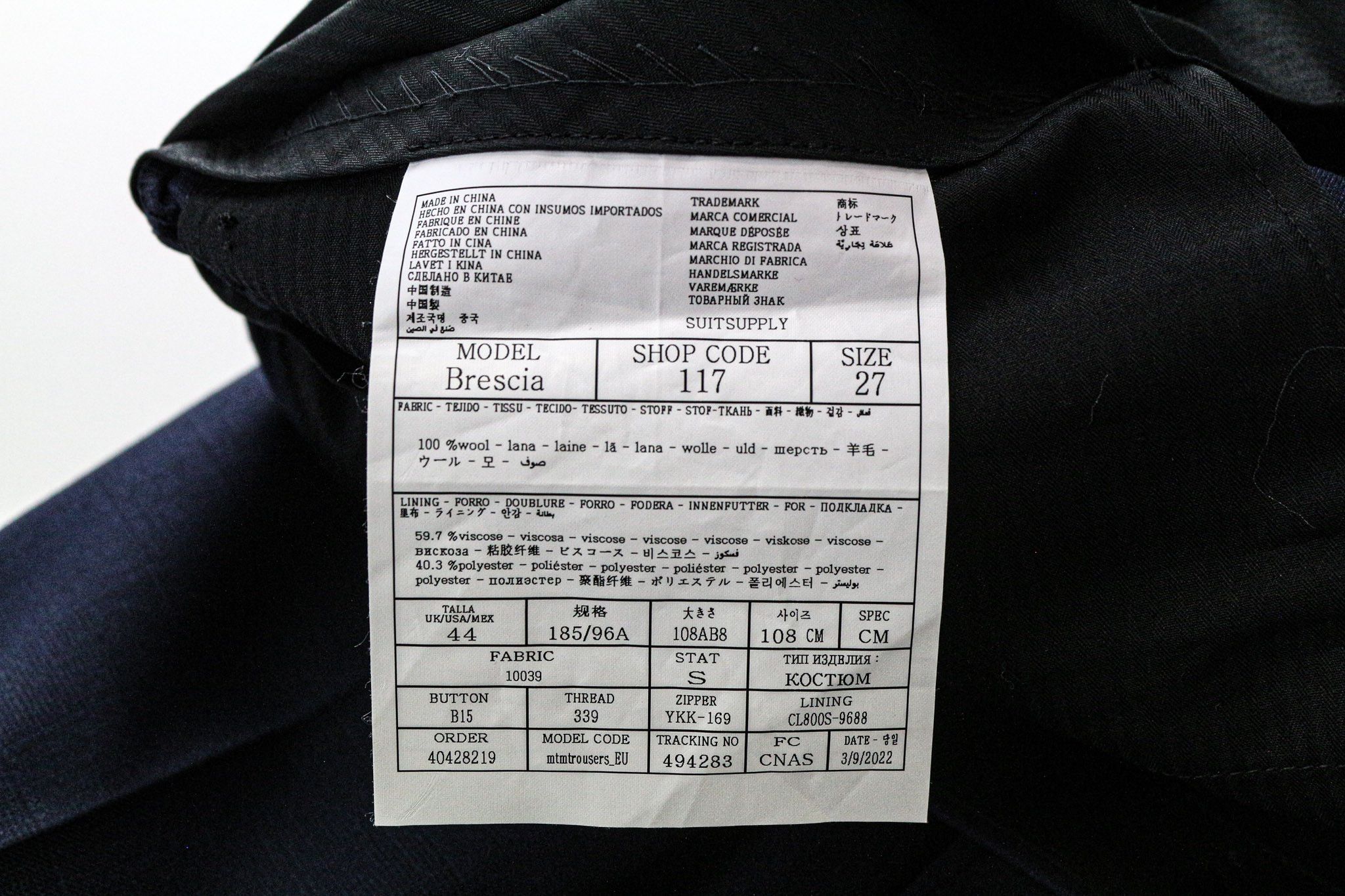 Suitsupply UK44S Blue Slim Glen Check Wool Trousers 75946 Size 44S - 5 Thumbnail