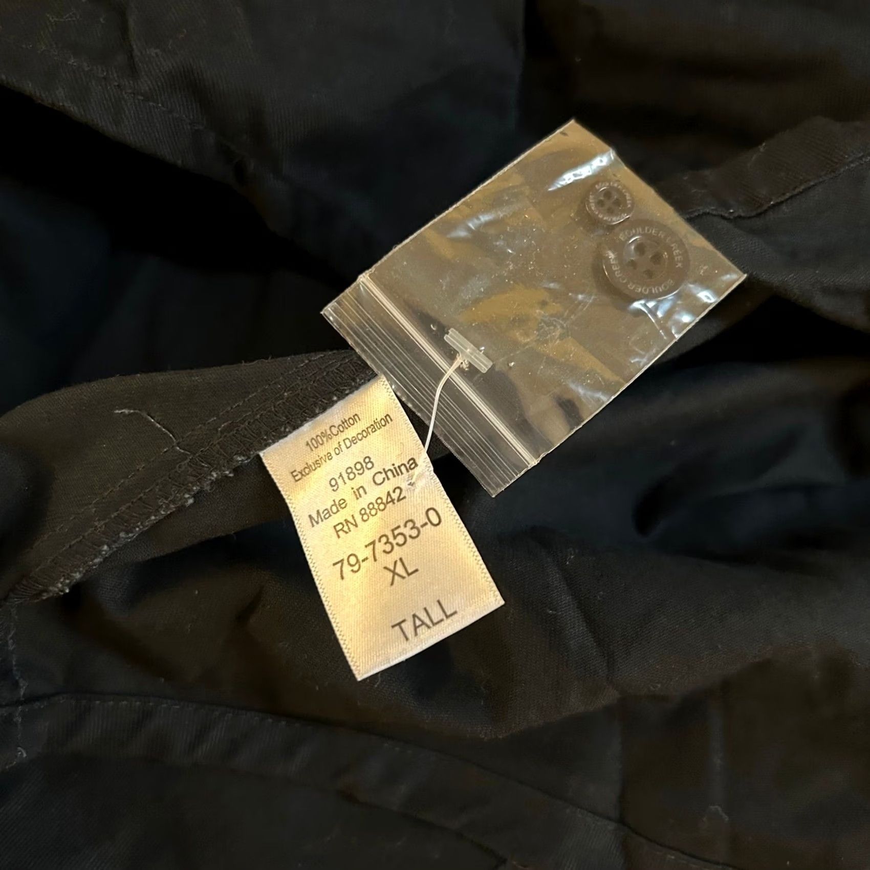 Vintage Boulder Creek Trading Company Button-Up Shirt XL Tall Black Roll Tab Sleeves Chest Pockets Casual Workwear Mens Size US XL / EU 56 / 4 - 4 Thumbnail