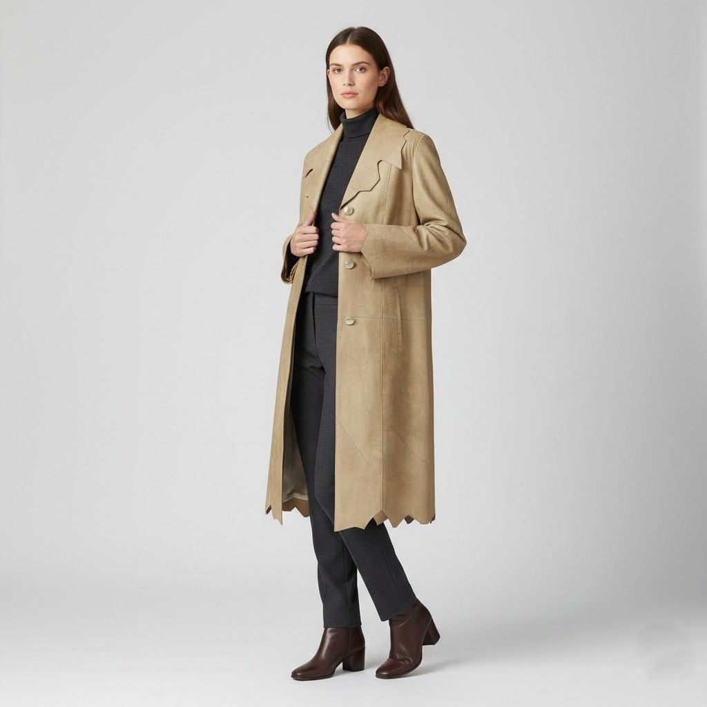 Leather FLORENCE Bridge Women S Coat Beige Real Leather 3205 Size S / US 4 / IT 40 - 1 Thumbnail