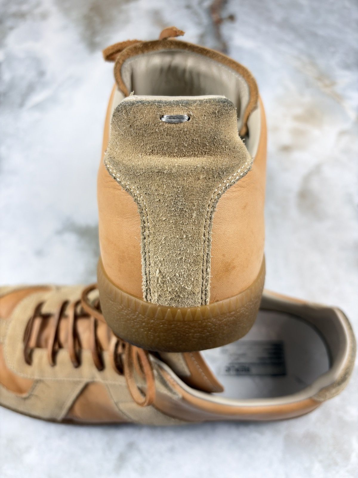 Maison Margiela AW21 Maison Margiela Natural Tan Leather Laced Gat Sneakers Size US 10 / EU 43 - 11 Thumbnail