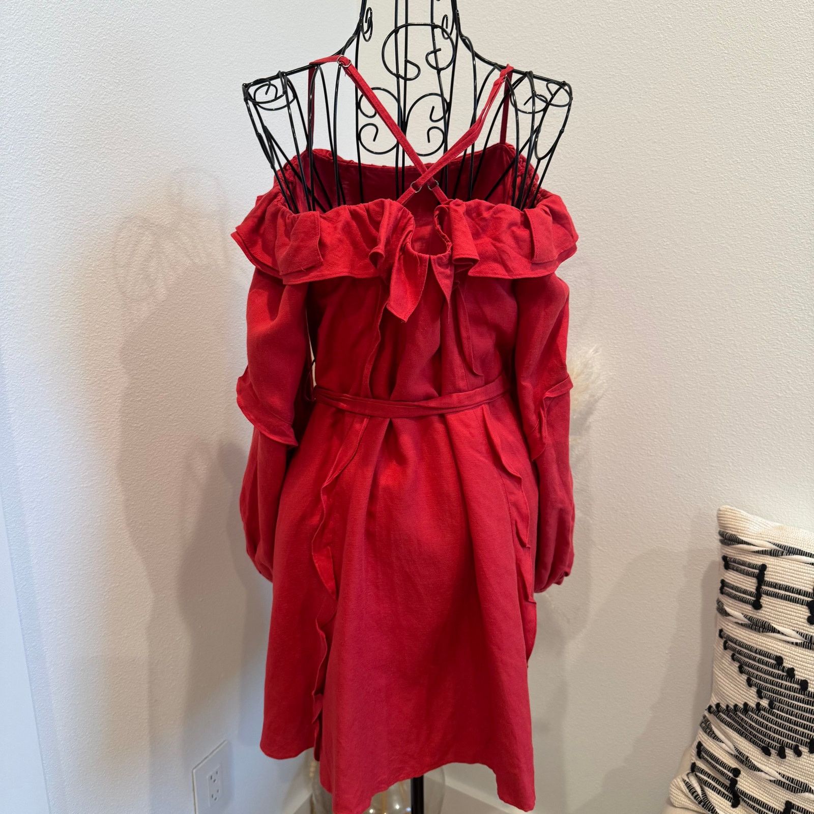 REVOLVE Marissa Webb Red Ruffle Off The Shoulder Belted Mini Dress Size S / US 4 / IT 40 - 10 Thumbnail