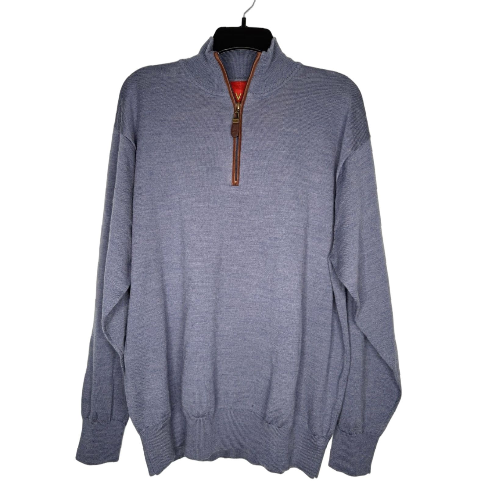 Orvis Orvis Merino Wool Quarter Zip Sweater Men L Blue Pullover 1/4 Zip Zipper Pull Leather Accents Regular Size Shirt/ Sweater Size US L / EU 52-54 / 3 - 1 Thumbnail