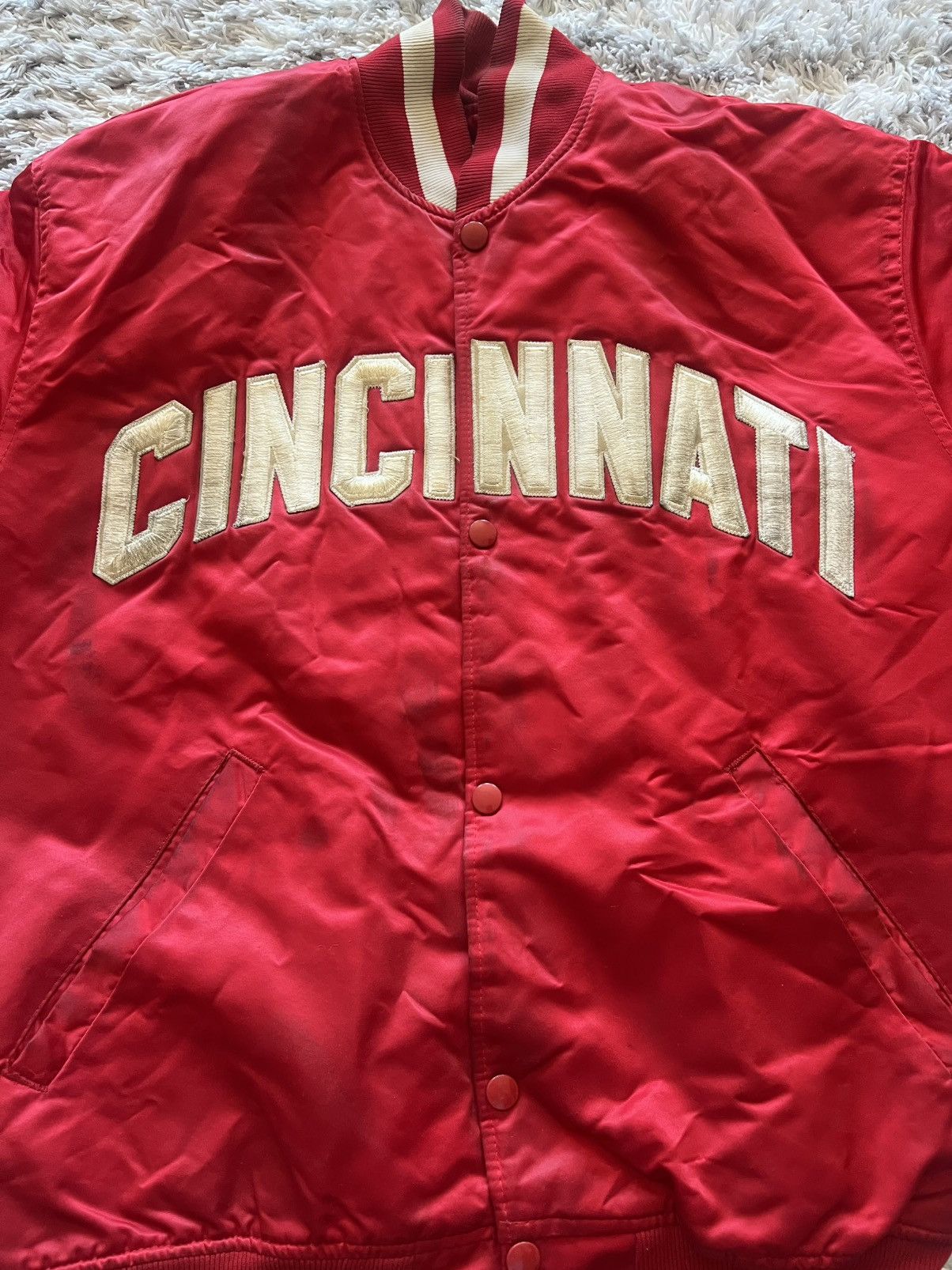 Starter Vintage 80s Cincinnati Reds MLB Starter Satin Bomber Jacket Size US L / EU 52-54 / 3 - 3 Thumbnail