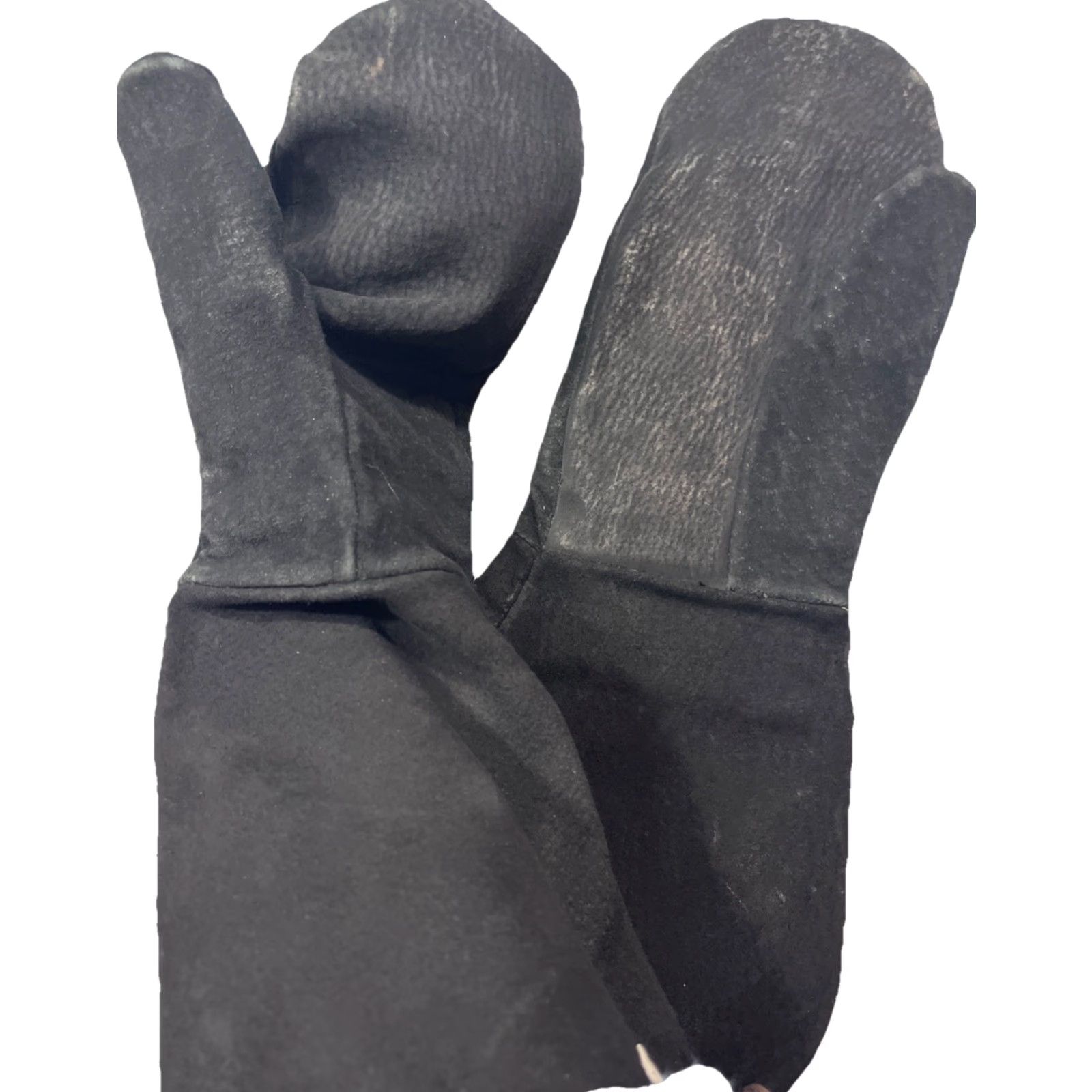 Vintage VINTAGE BLACK SUEDE LEATHER LONG MITTENS GAUNTLET COLD WEATHER lined New Men’s Small New Size ONE SIZE - 2 Thumbnail