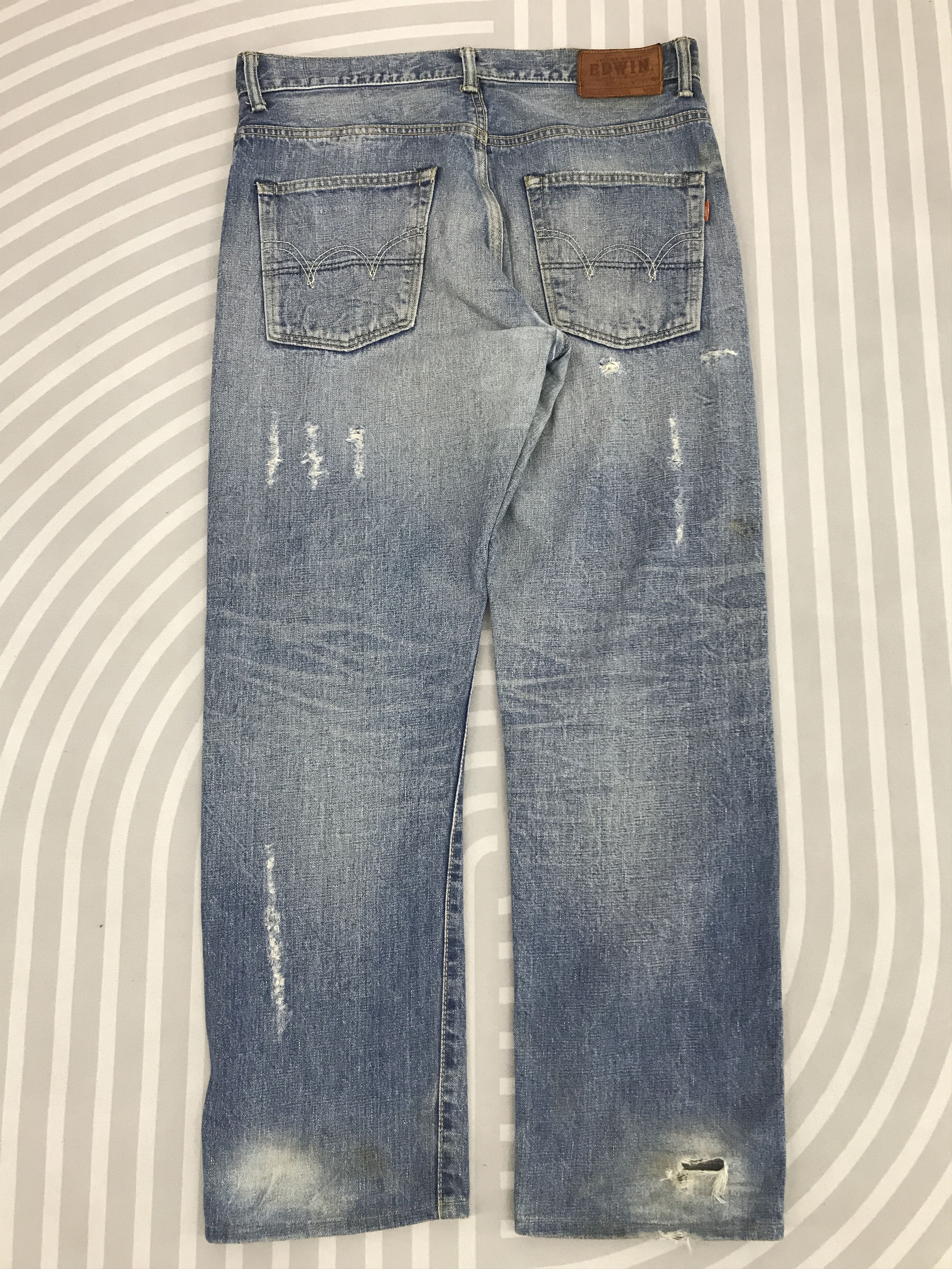 Edwin × Vintage Vtg Edwin Japan style Distressed Denim faded Jeans pants Size US 32 / EU 48 - 4 Thumbnail