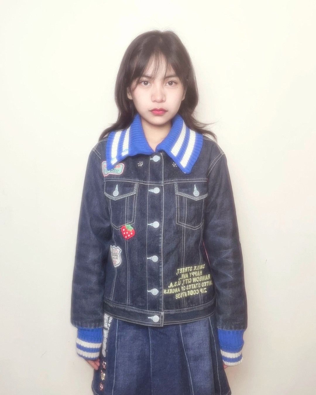 Angel Blue Angel Blue Knit Collar Denim Jacket Size M / US 6-8 / IT 42-44 - 1 Thumbnail