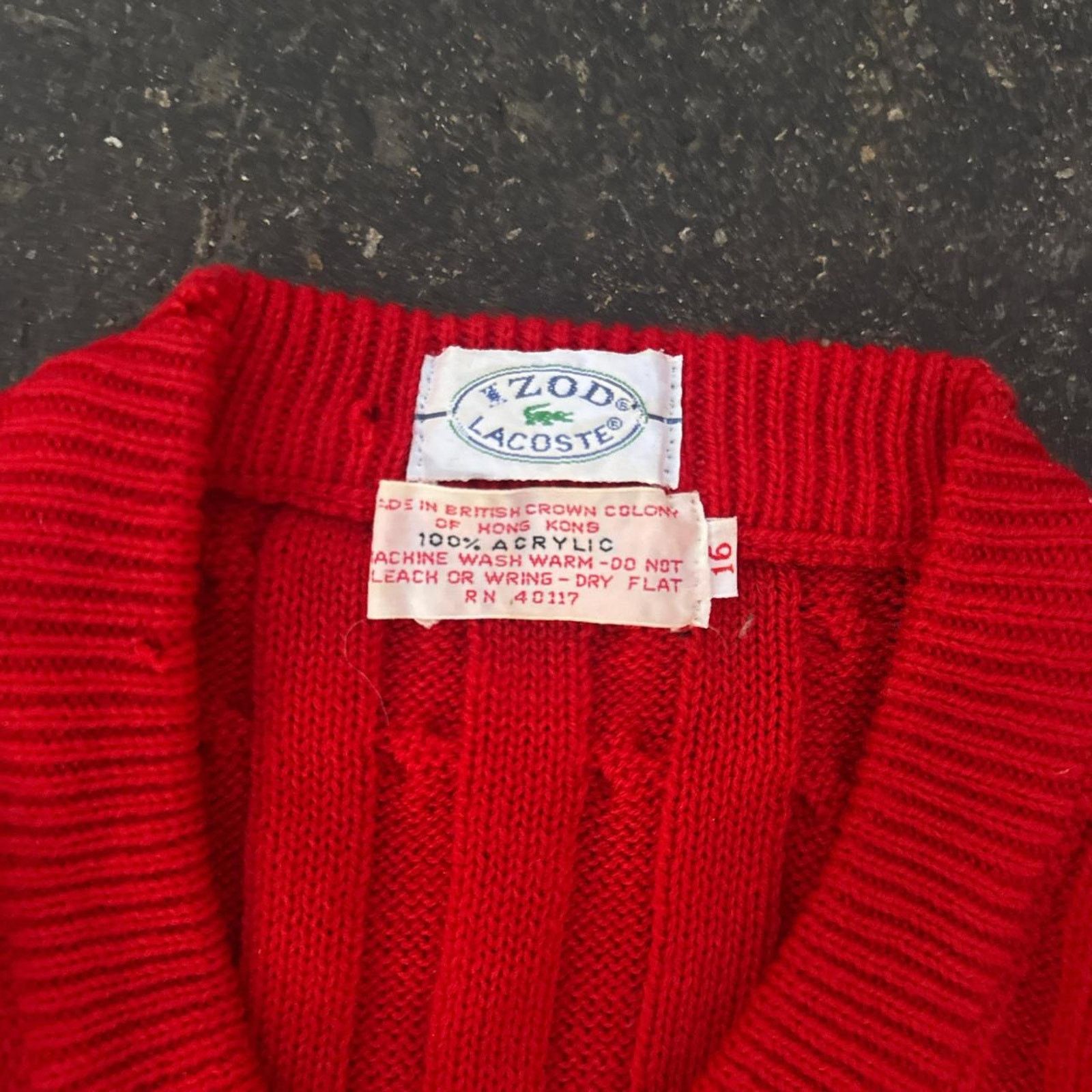 Lacoste Vintage 1970s Izod Lacoste Cable Knit Red Sweater Size 16 Size XXL / US 16-18 / IT 52-54 - 4 Thumbnail