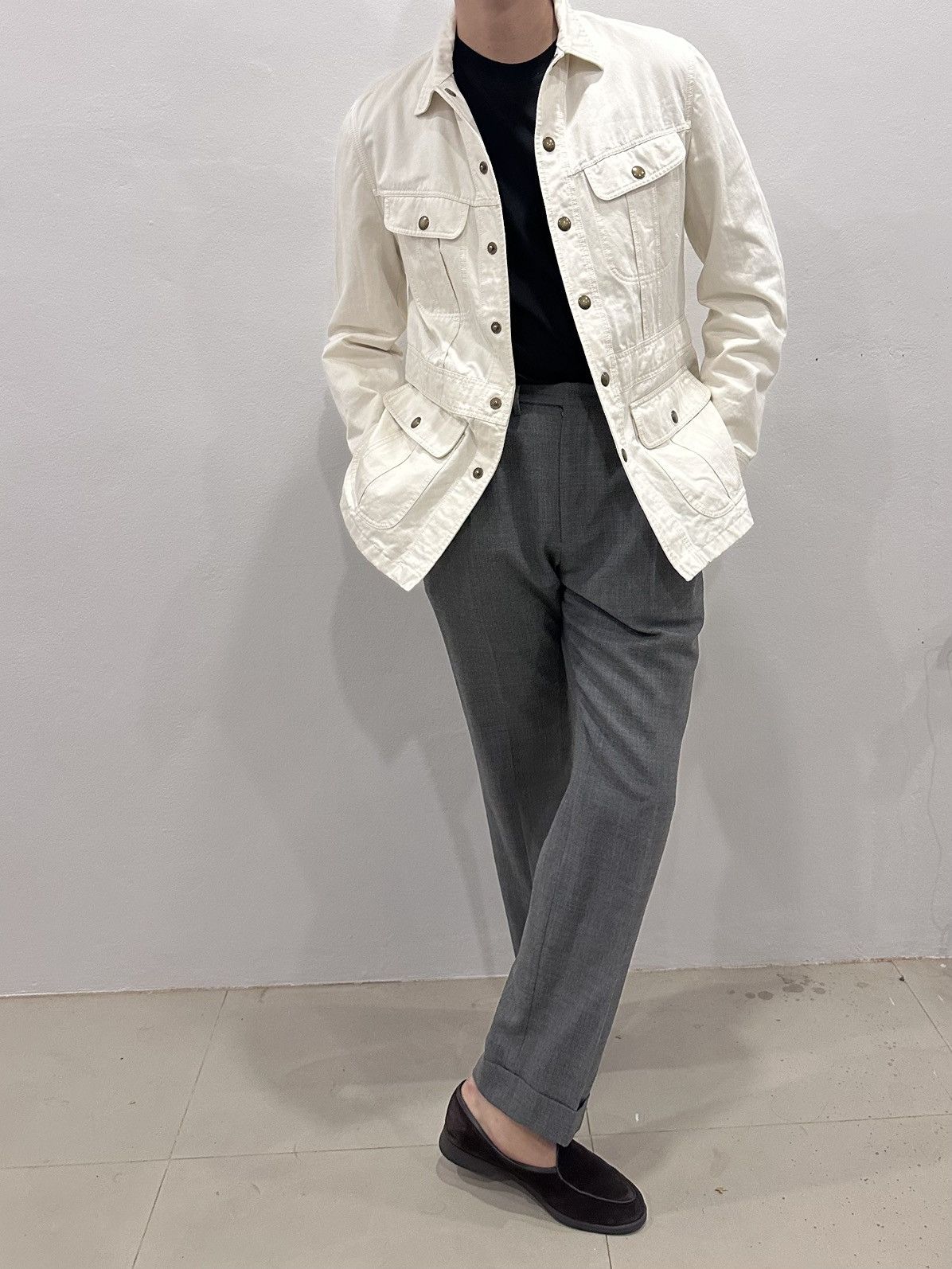 Tom Ford TOM FORD White Cotton-Twill Utility Jacket Size US L / EU 52-54 / 3 - 15 Thumbnail