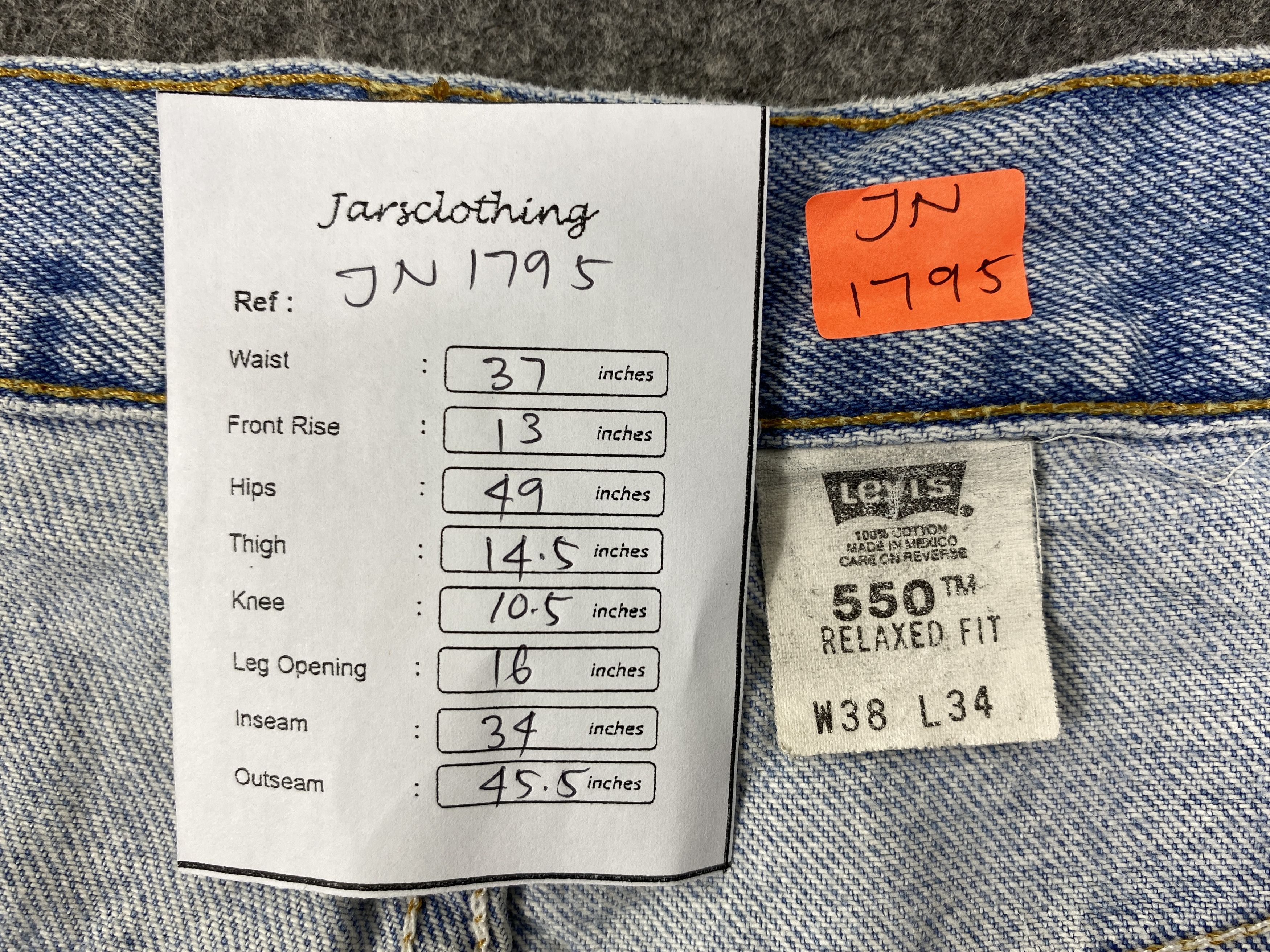 Japanese Brand Light Blue Wash Vintage Levi's 550 37x34 Denim -JN1795 Size US 37 - 8 Thumbnail