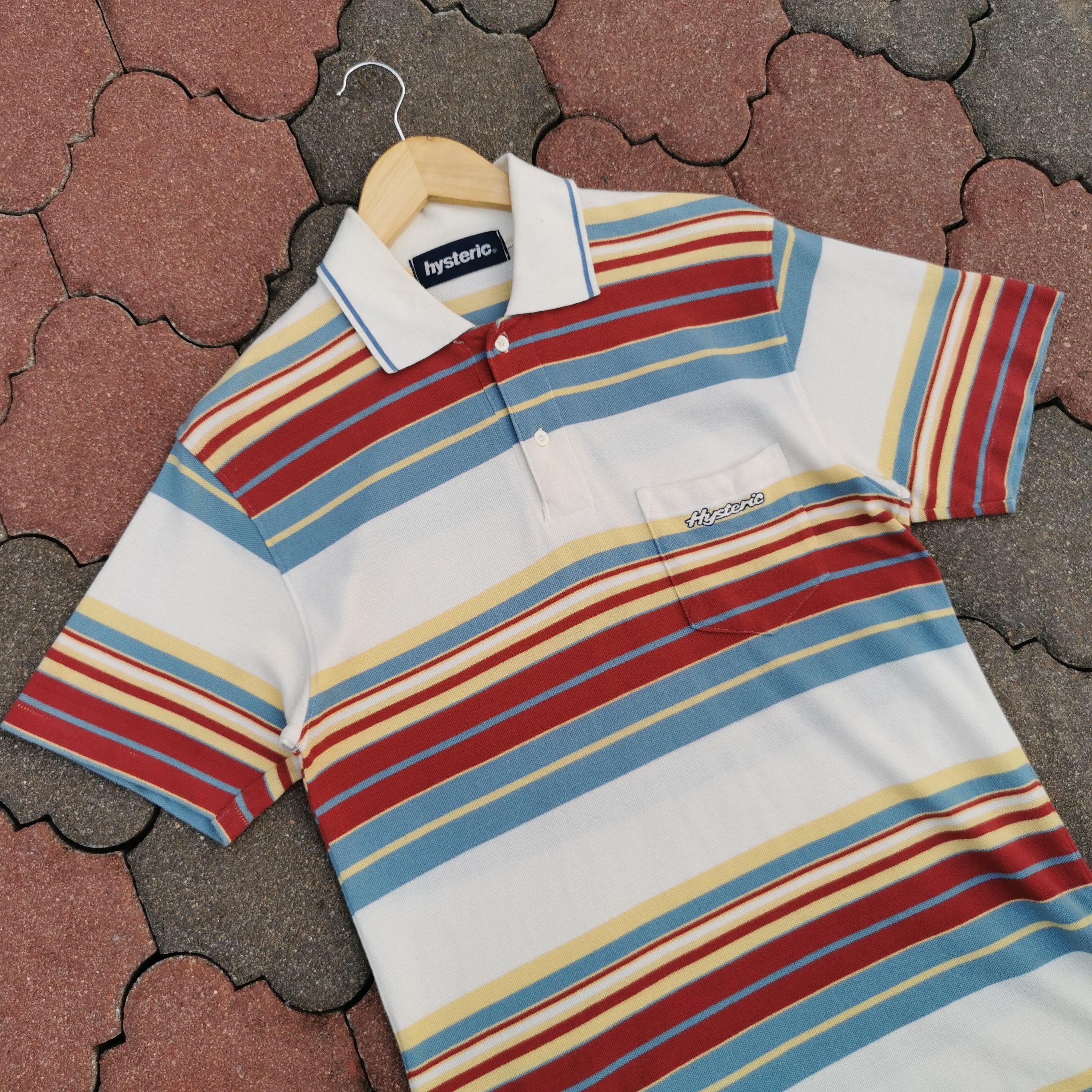 Hysteric Glamour Vintage Hysteric Glamour Striped Embroidery Pocket Polos Size US M / EU 48-50 / 2 - 2 Thumbnail