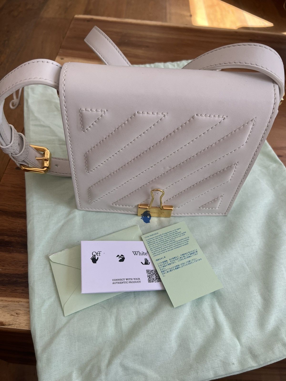 Off-White Off-White Binder Clip Crossbody Bag - White Leather 6.9x6 Size ONE SIZE - 10 Thumbnail