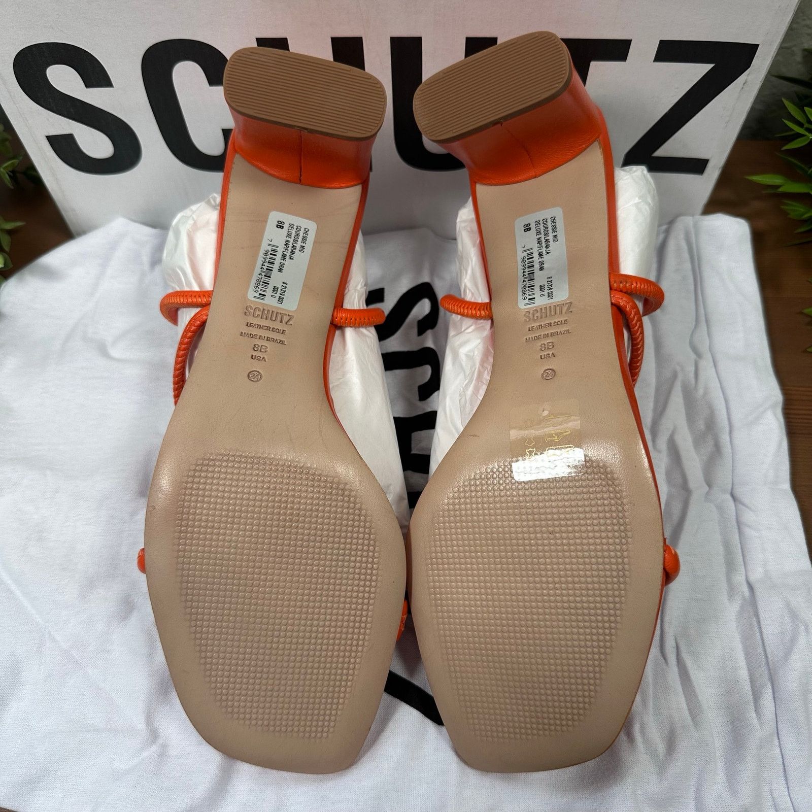 SCHUTZ Schutz Chessie Mid Leather Mid Heel Sandals Orange Size 8 Size US 8 / IT 38 - 7 Thumbnail