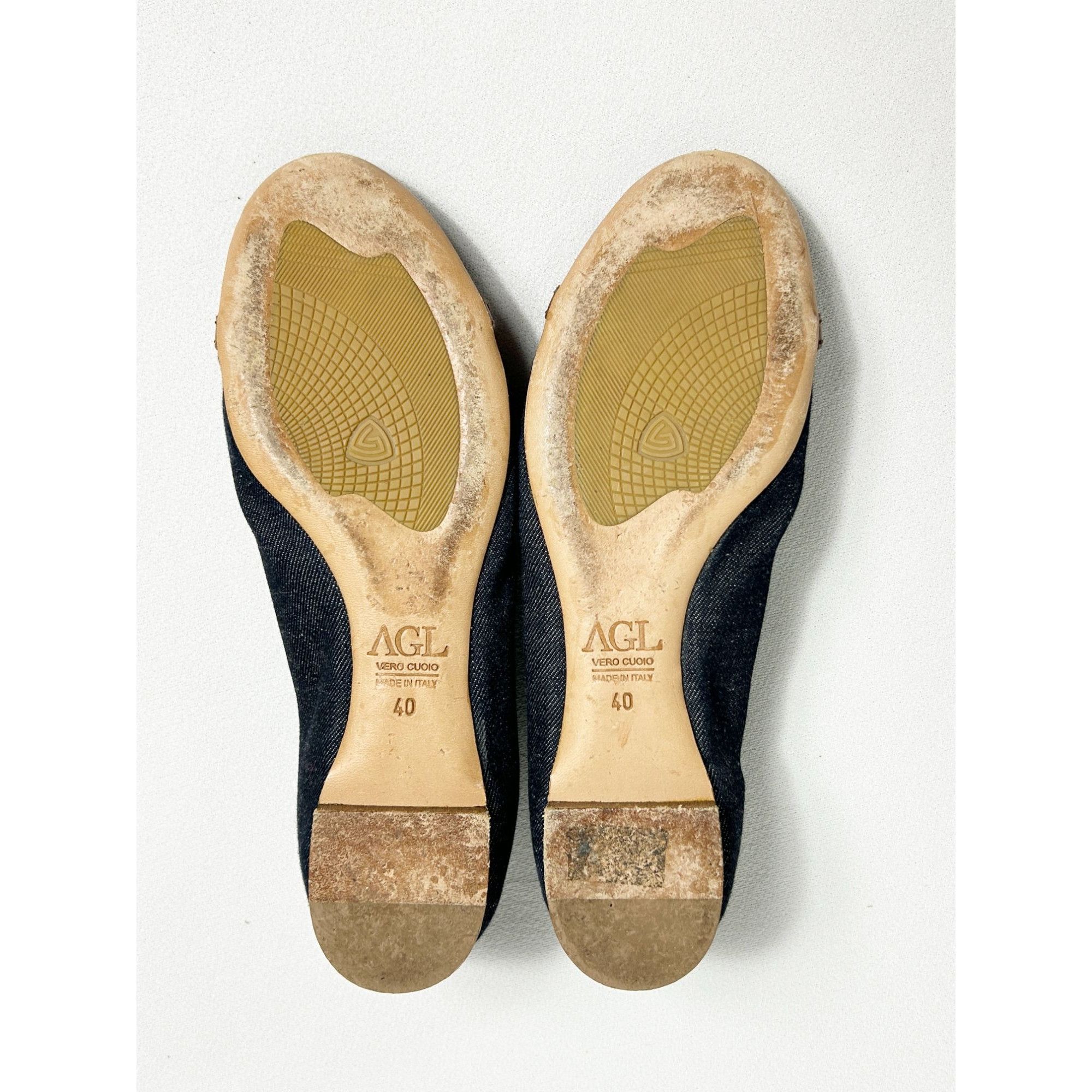AGL AGL Women's Mae Denim Leather Cap Toe Ballet Flat in Blue - Size US 9.5 / IT 39.5 - 6 Thumbnail