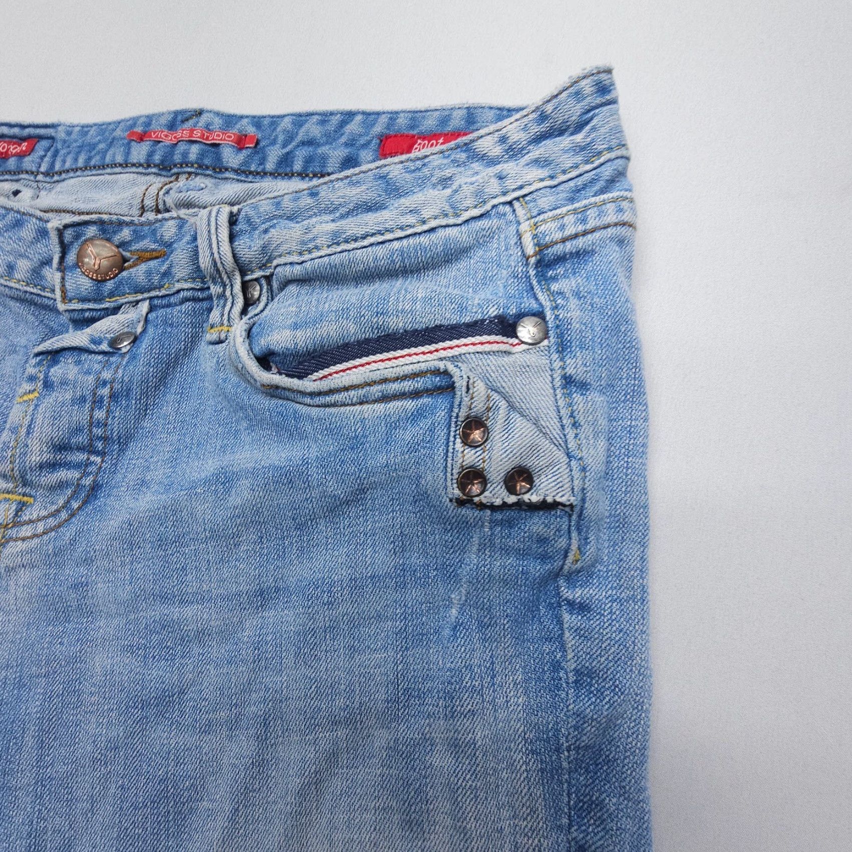 Vintage VIGOSS Vintage Low Rise Button Fly Jeans Women 29 Blue Bootcut 90s Bohemian American Western 5-Pocket Denim jeans Size 29" - 7 Thumbnail