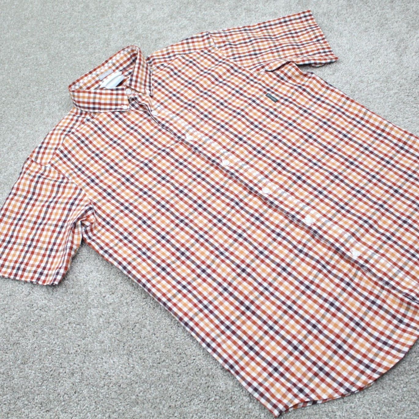 Vintage Columbia Rapid Rivers II Shirt Mens Small Red/Orange/White Cotton Stretch S/S Size US S / EU 44-46 / 1 - 5 Thumbnail