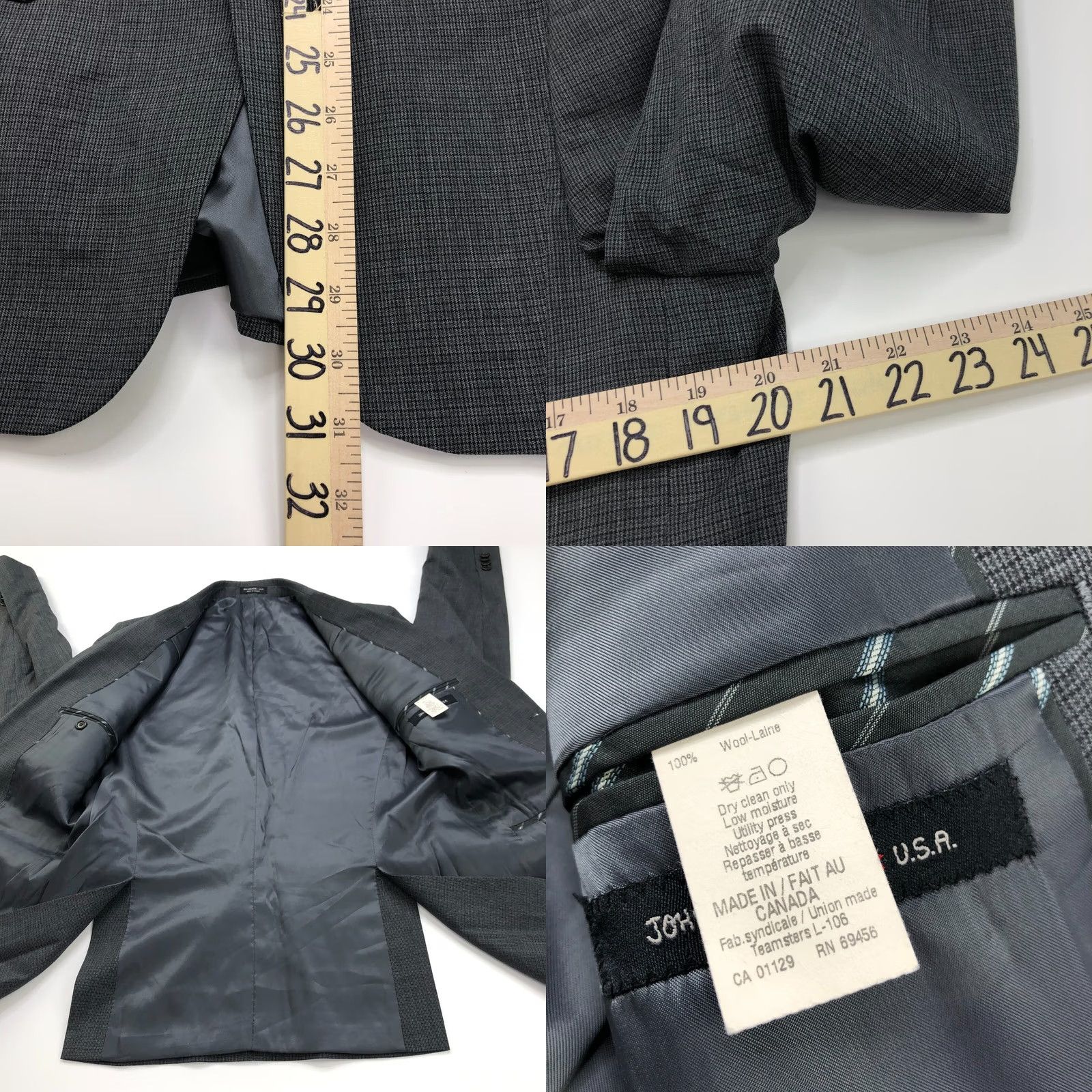 John Varvatos John Varvatos U.S.A. Sport Coat Jacket Gray Men's Wool 40 Regular Notch Lapel Double-Vented 2-Button Front Dry Clean Only Suit Coat Size 40R - 9 Thumbnail