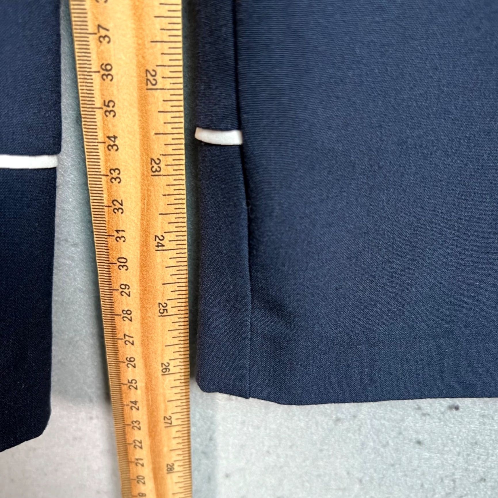 Oak + Fort Oak + Fort Womens Size 31 Navy Blue Slim Fit Trousers Dress Pants - Flat Front, Polyester Blend, Inseam 27, Adult Womens, 8/10, Regular, Vintage: No Size 24" / US 00 / IT 34 - 7 Thumbnail