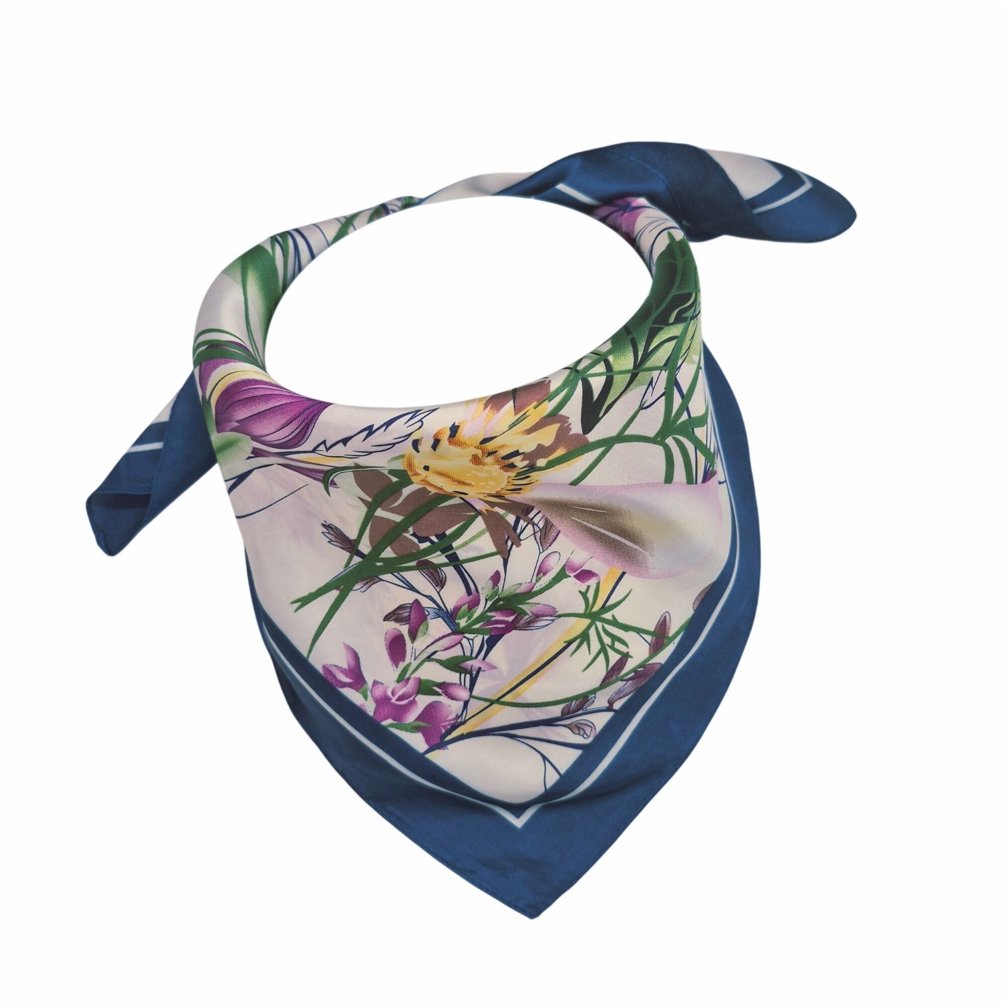 Other ⭐Luxur Elegant Purple Floral Silky Square Scarf Leaf Floral Size ONE SIZE - 2 Thumbnail
